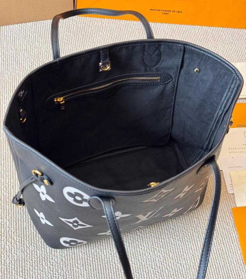 L0vis Vvtt0n Neverfull MM Tote Bag Monogram Empreinte Black/Beige For Women 31cm/12.2in M58907