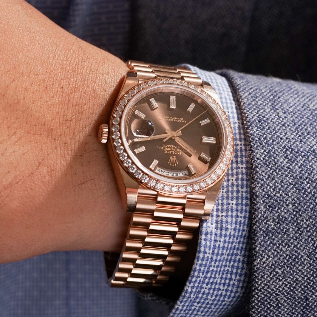 R01ex Day-Date 40 Watch Rose Gold Toned Chocolate Dial 40mm For Men 228345RBR-0006