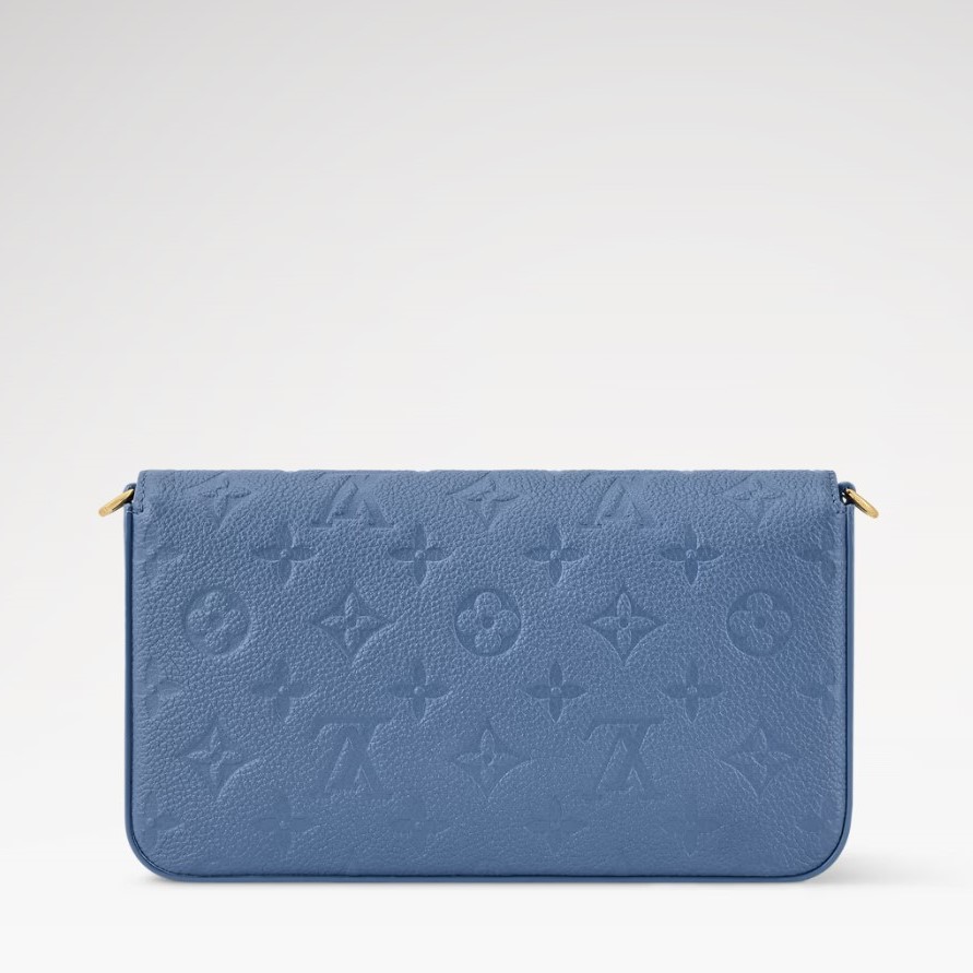 L0vis Vvtt0n Pochette Félicie Crossbody Bag 8.3in/ 21cm Denim Blue Gold Hardware For Women M28891