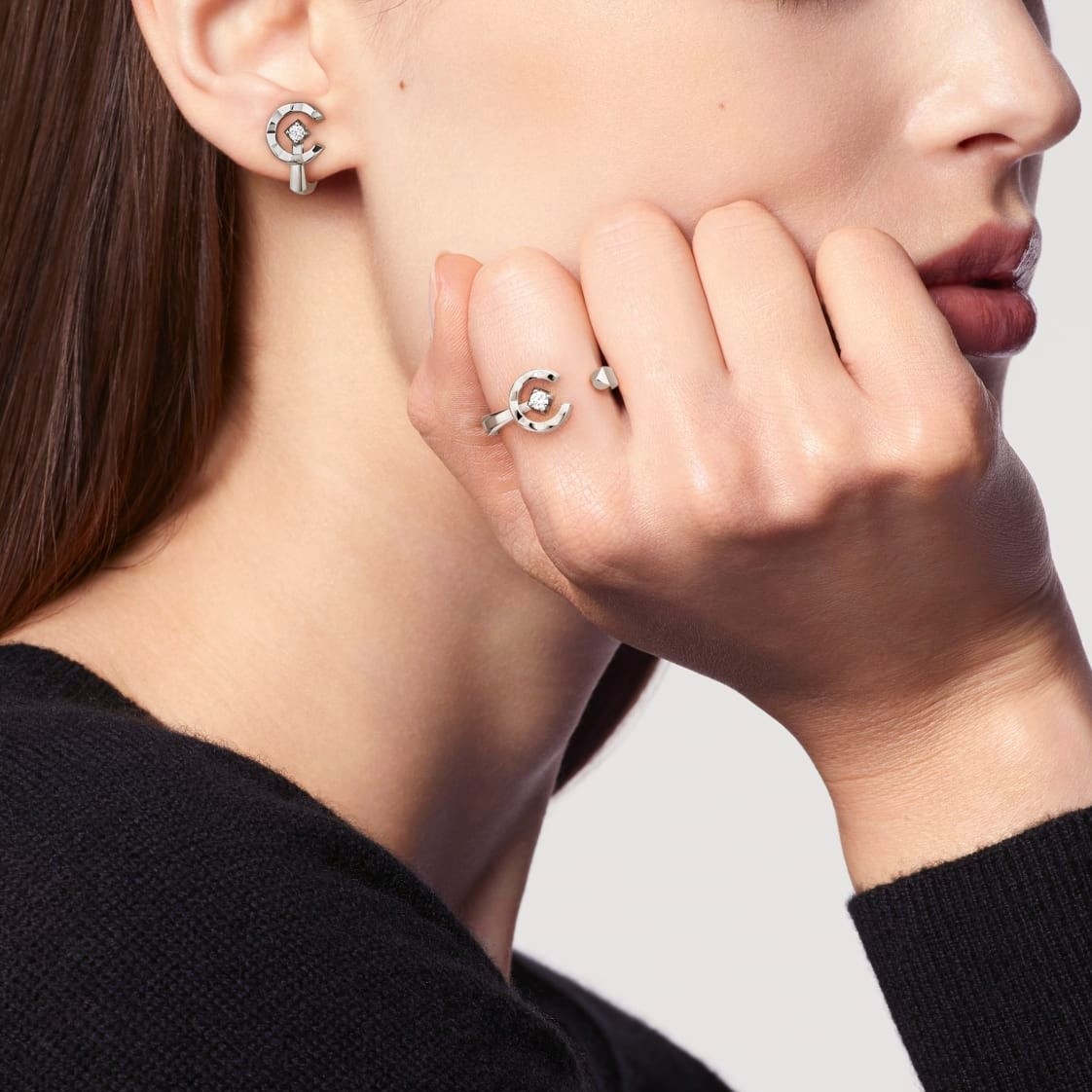 Ch**el Coco Ring Silver Hardware For Women J13724