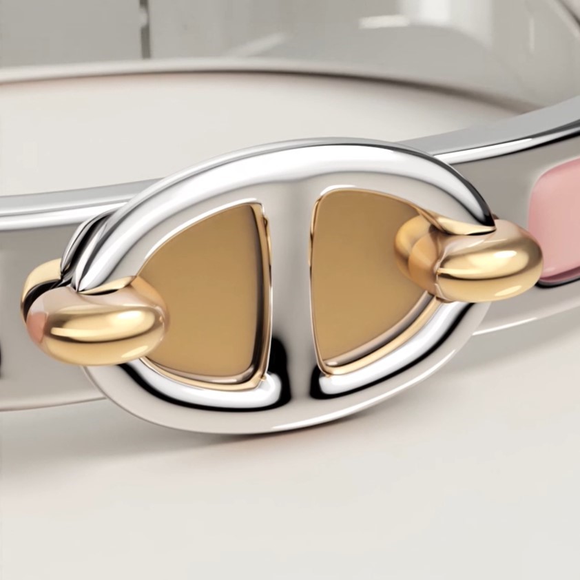 H**me5 Mini Clic Chaine D Ancre Bracelet Rose Candeur Silver Hardware For Women H209000FP1ZPM