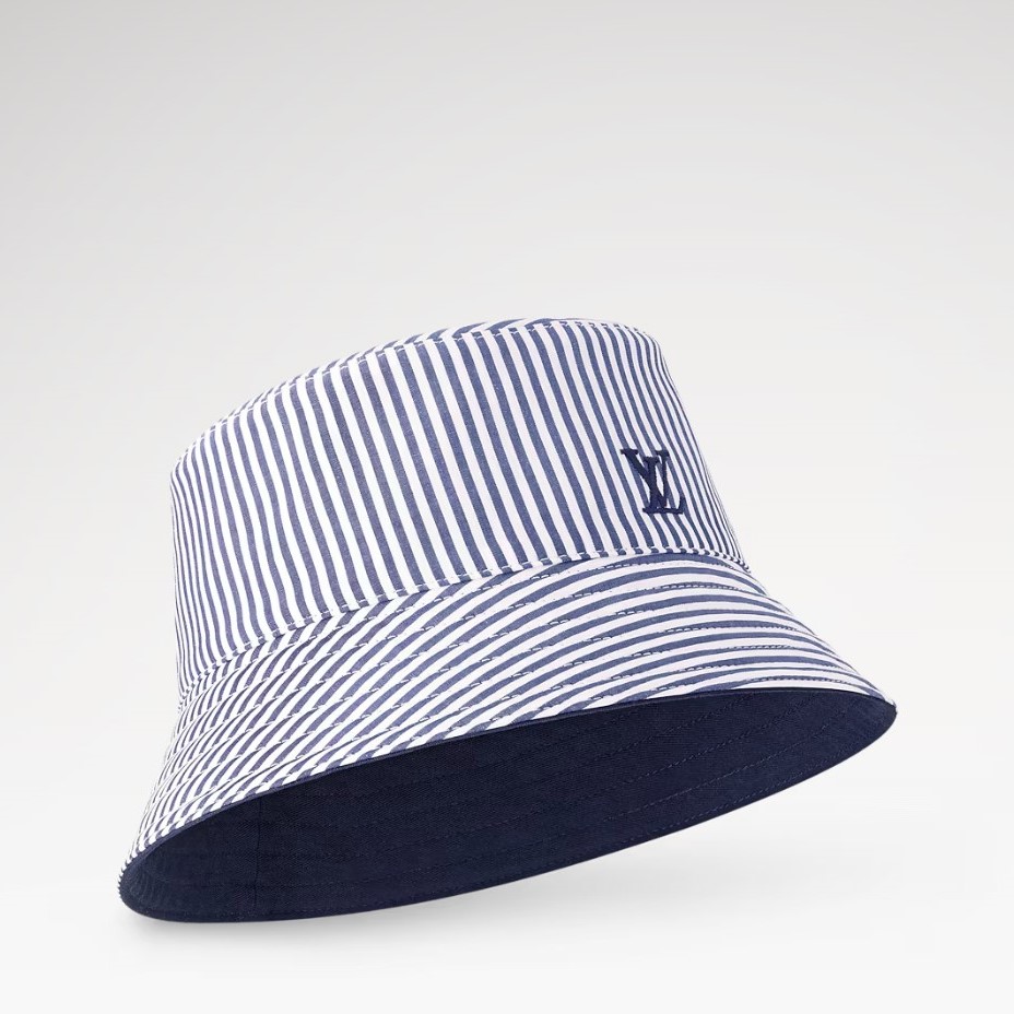 L0vis Vvtt0n LV League Striped Bucket Hat Navy Blue For Women M5158M