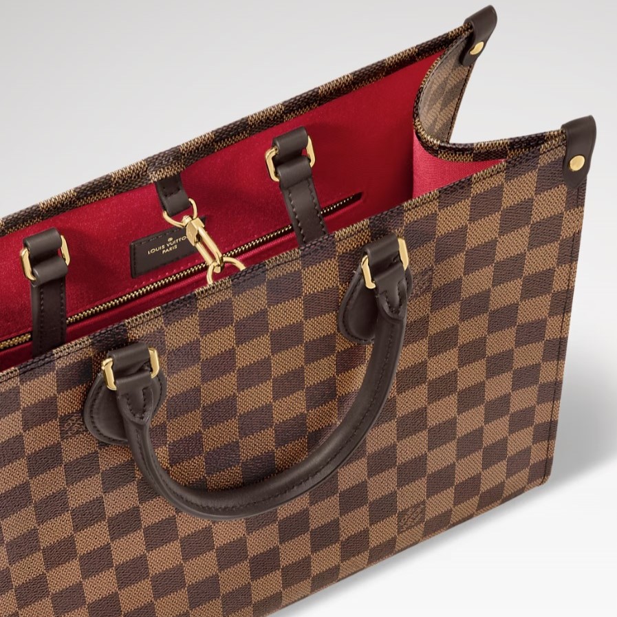 L0vis Vvtt0n OnTheGo MM Tote Bag 13.8in/ 35cm Damier Ebene Gold Hardware For Women N00065