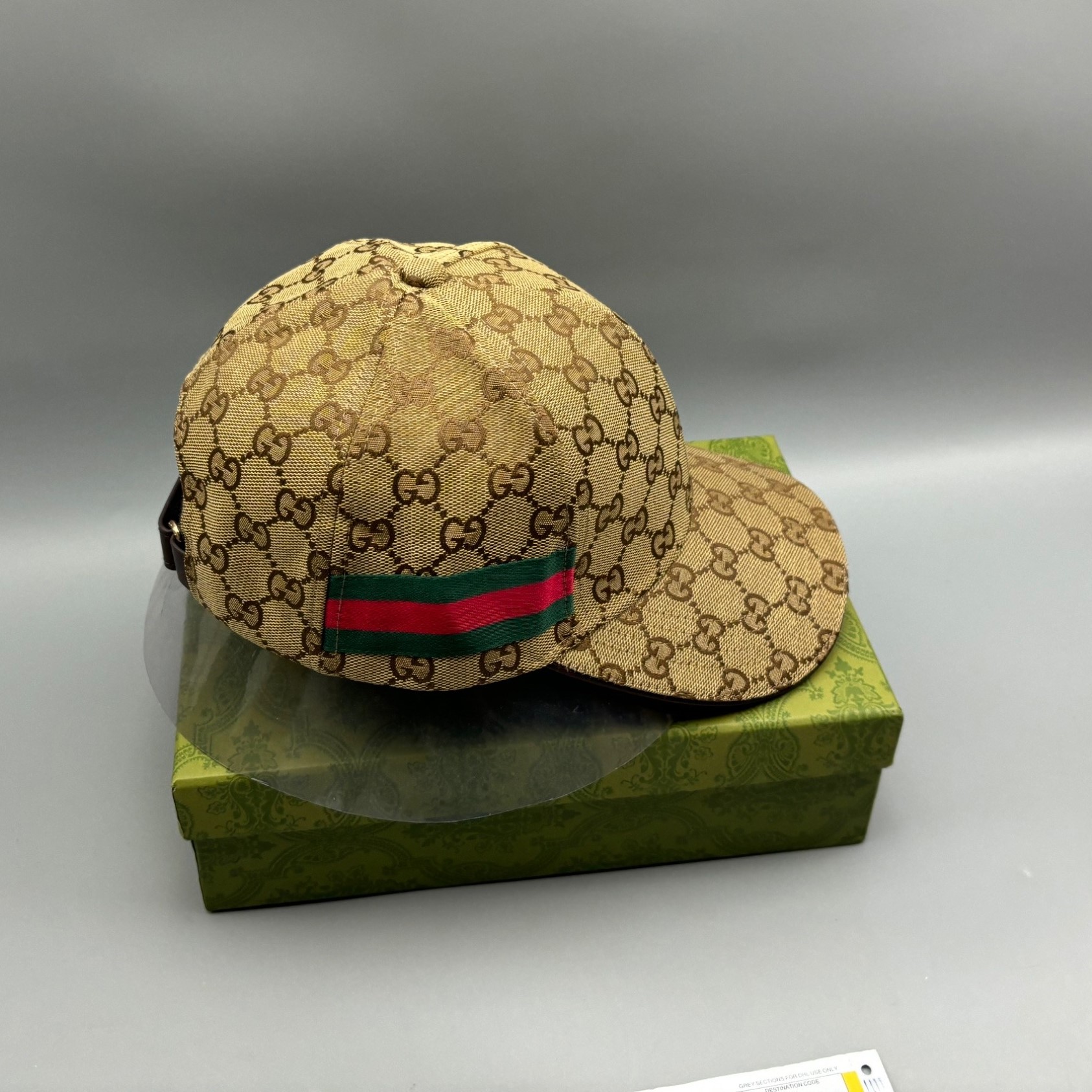 Gvc*1 Original GG Canvas Baseball Hat With Web Beige GG Hat