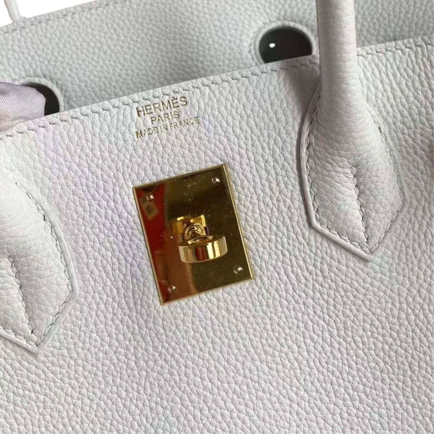 H**me5 Birkin White For Women Gold Toned Hardware 11.8in/30cm