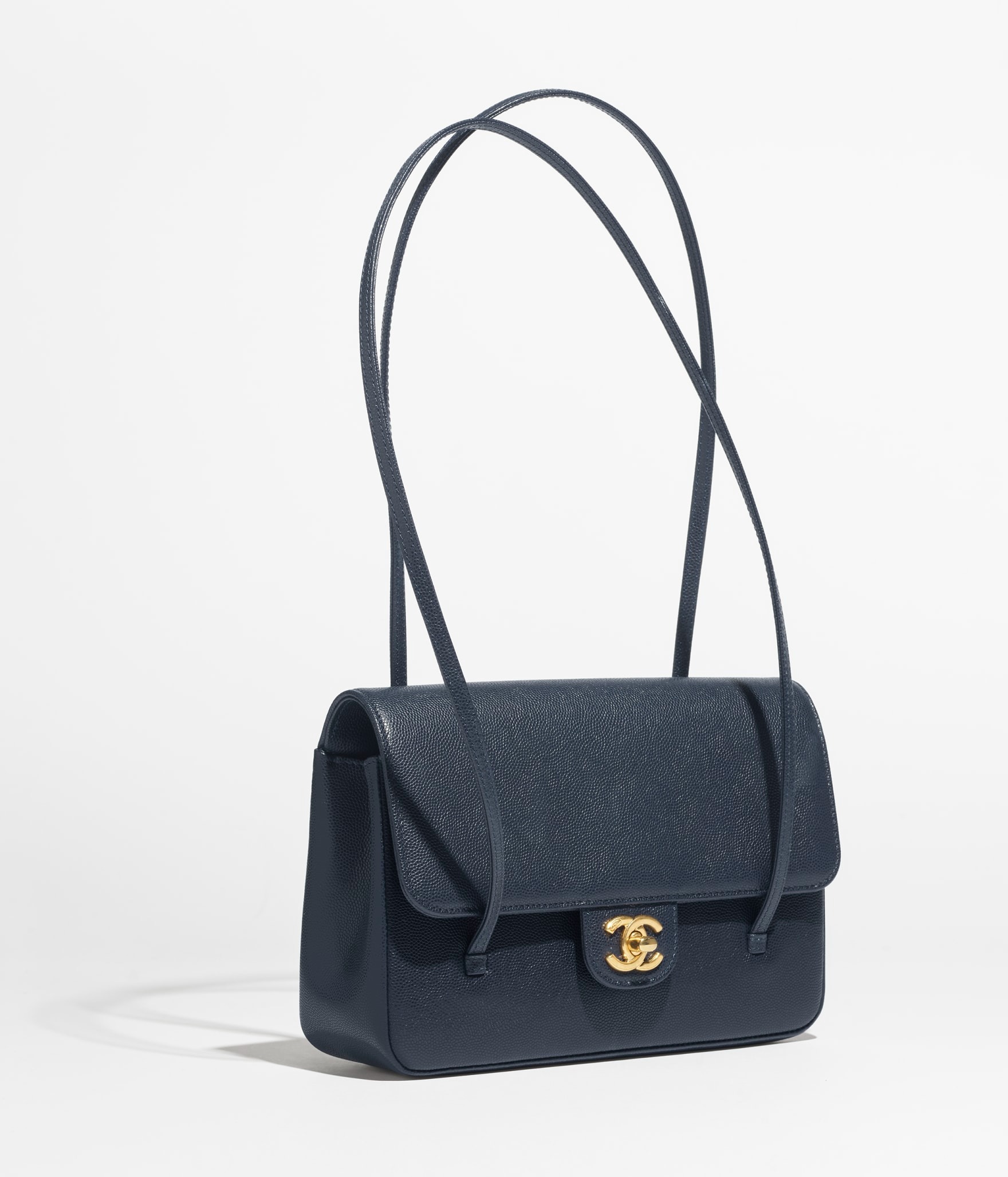 Ch**el Flap Bag Small Shoulder 8.7in/ 22cm Dark Blue Gold Hardware For Women AS6130-B23483-U2366