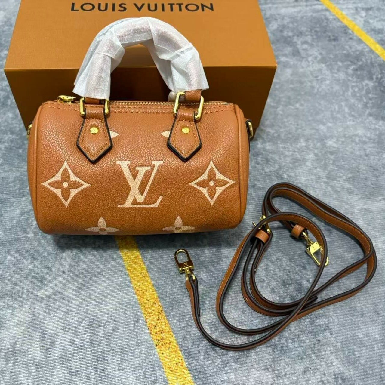 L0vis Vvtt0n Nano Speedy Monogram Empreinte Brown For Women, Women’s Handbags, Shoulder And Crossbody Bags 6.3in/16cm