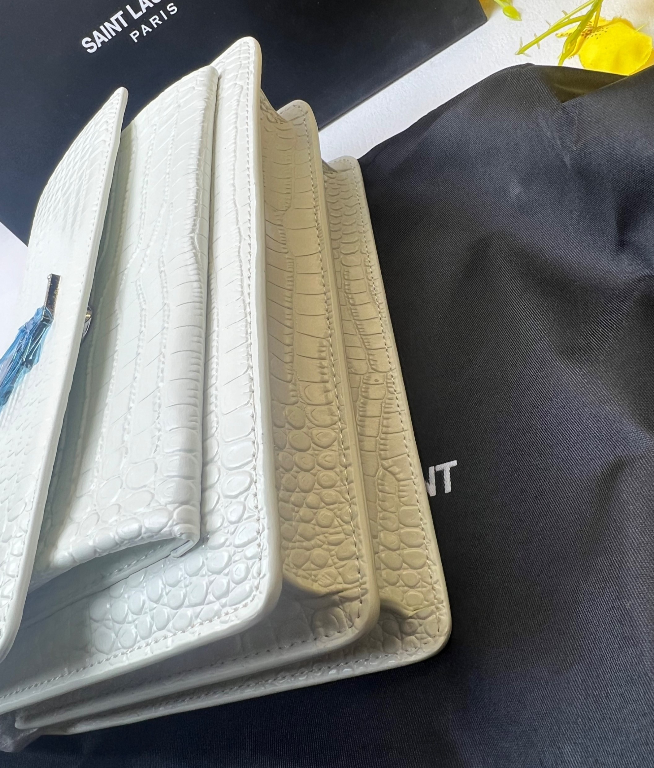 Sa1nt Lau*nt Sunset Chain Bag White With Silver Hardware For Women 7.4in/19cm Y51 533026DND1N9207