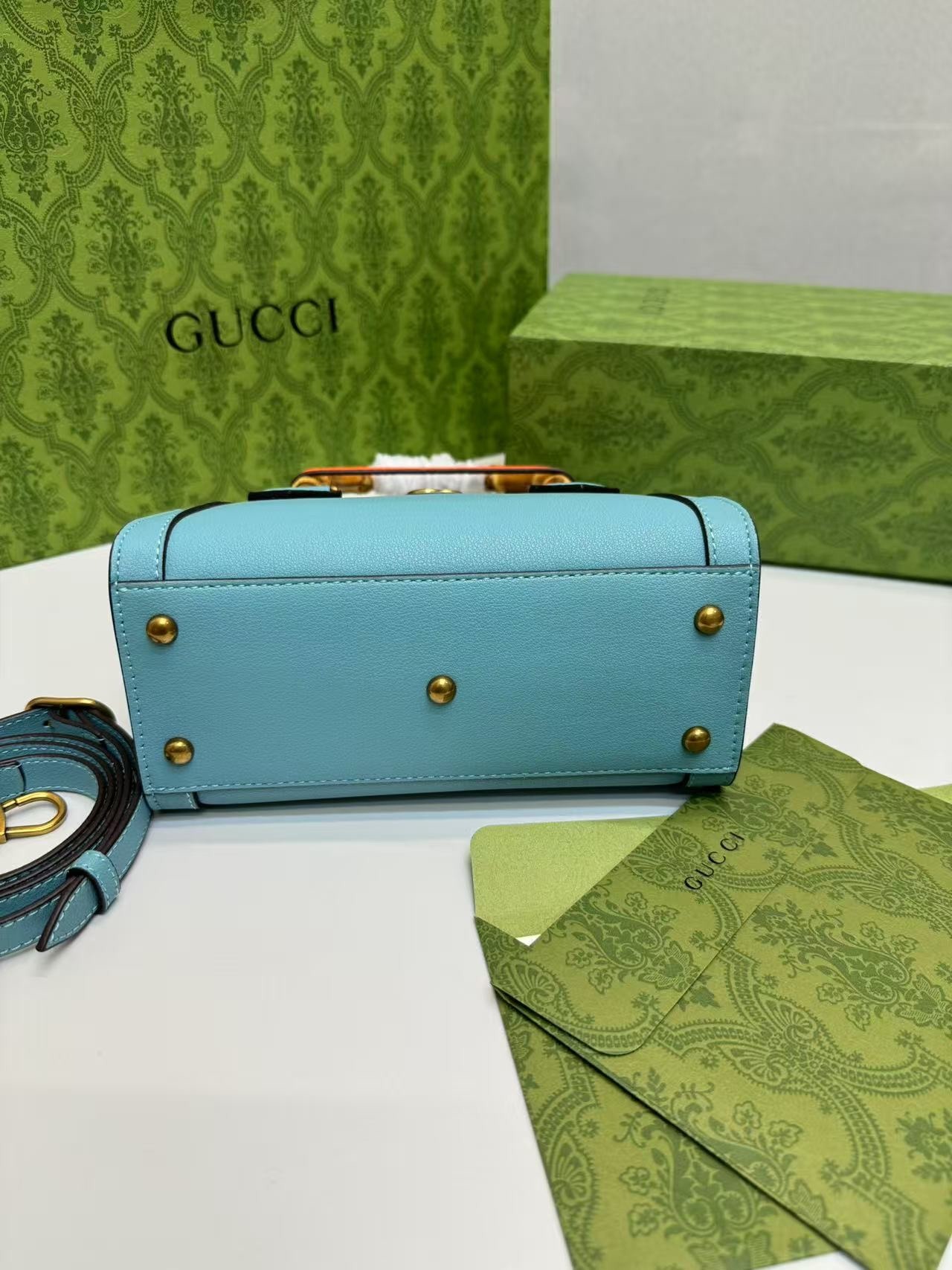 Gvc*1 Diana Mini Tote Bag Light Blue For Women, Women’s Bags 7.9in/20cm GG 702732 U3ZDT 4377