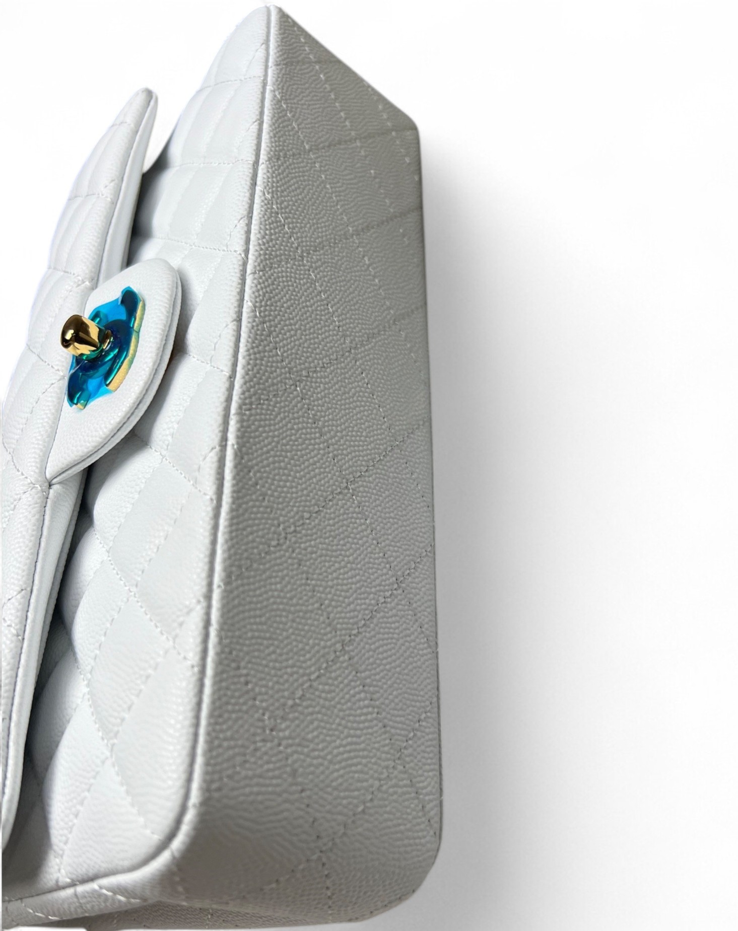 [True-to-ORIGINAL] Ch**el Small Classic Double Flap White Gold-Toned For Women 9.1in/23cm