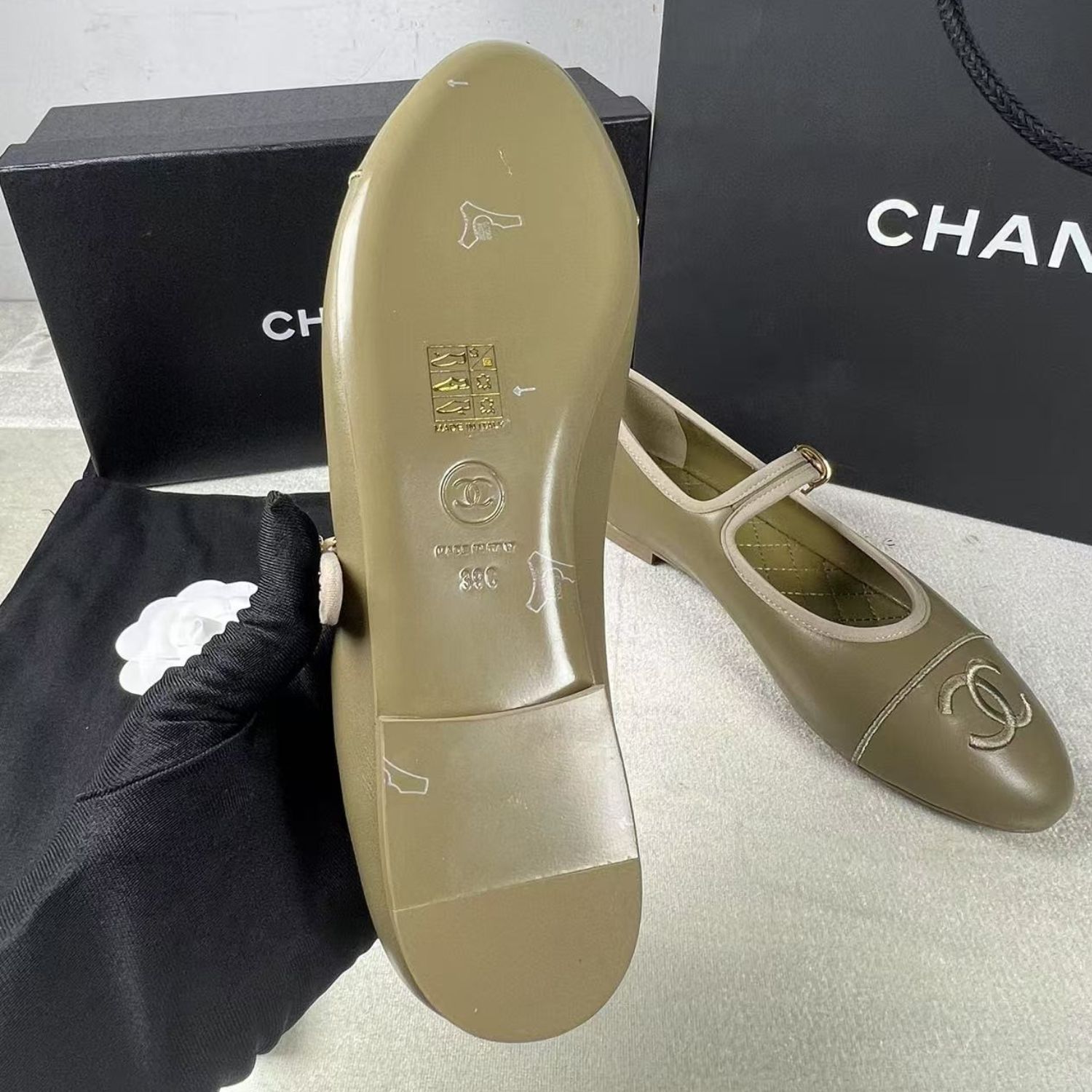 Ch**el Mary Janes 24SS Dark Beige For Women