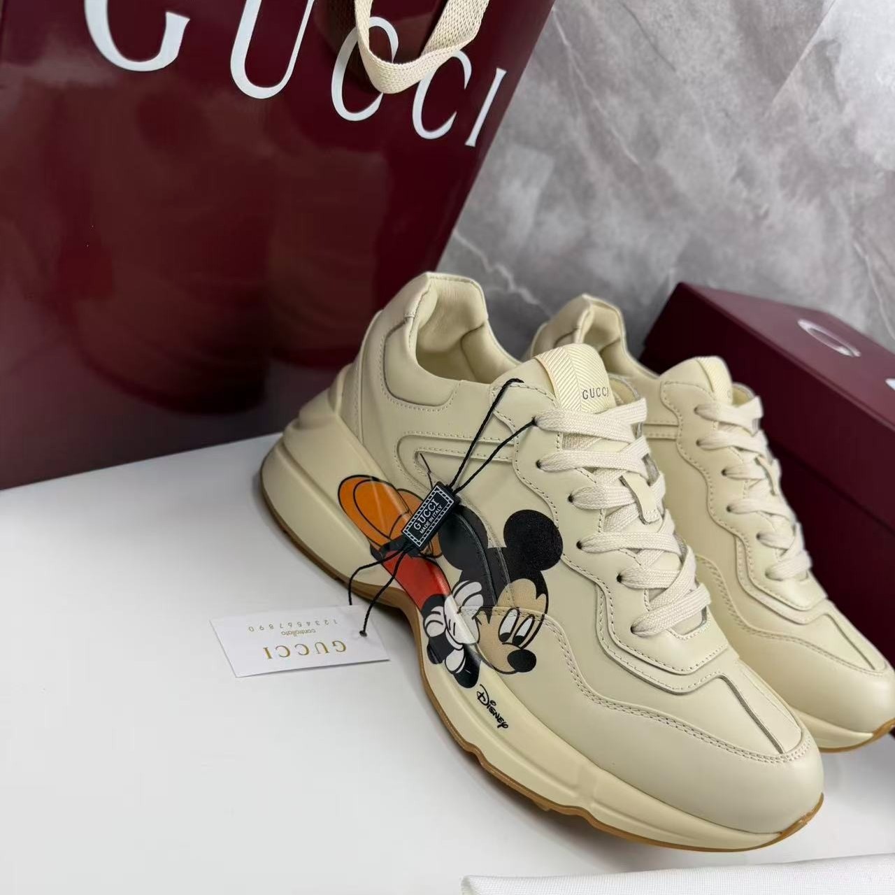 Gvc*1 x Disney Women’s Rhyton Sneaker With Mickey Mouse Beige For Women 602049 DRW00 9522
