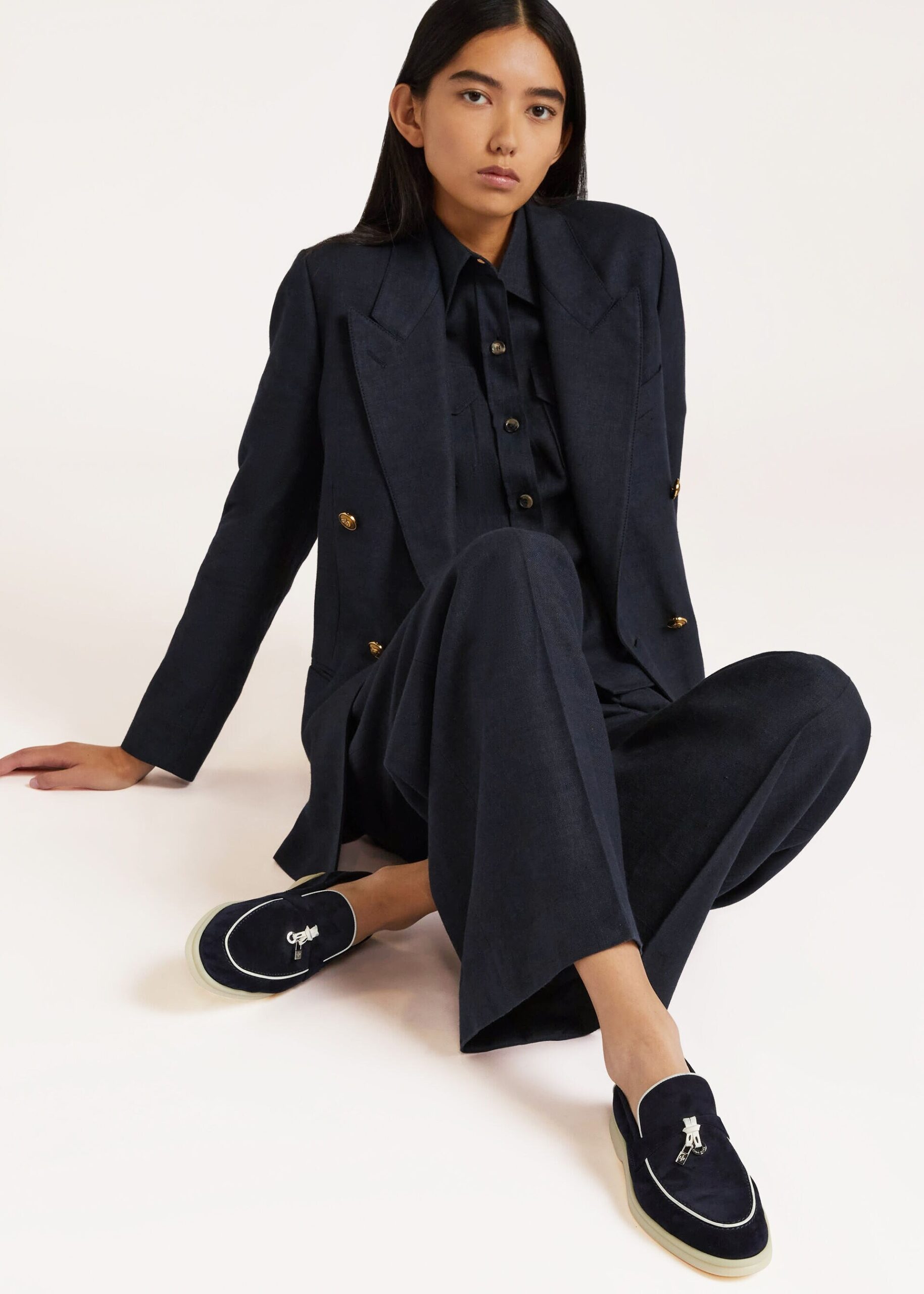 L0r0 P1ana Summer Charms Walk Loafers Navy Blue For Women – FAL5899 W000