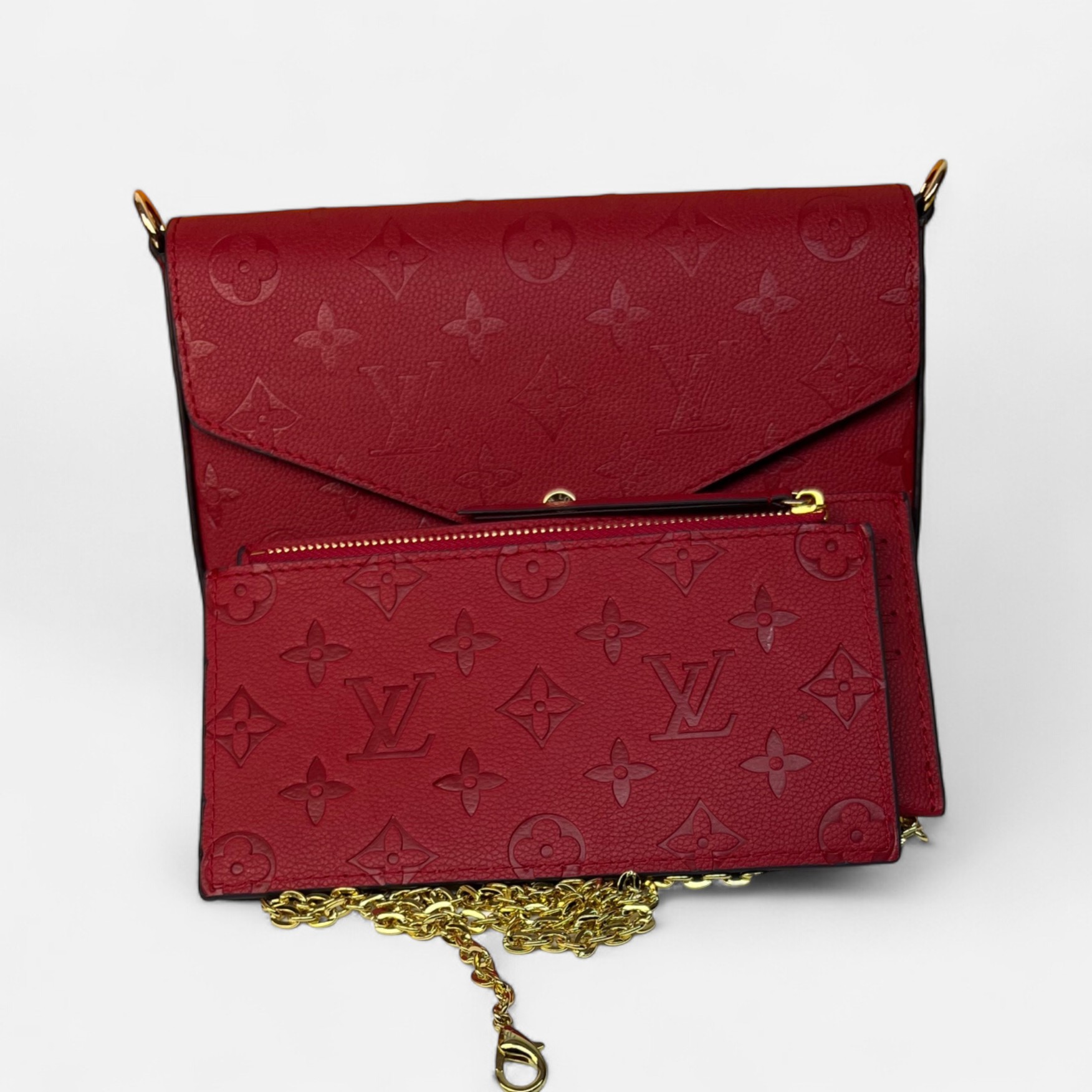 L0vis Vvtt0n Pochette Felicie Monogram Empreinte Red For Women, Women’s Wallets 8.3in/21cm LV