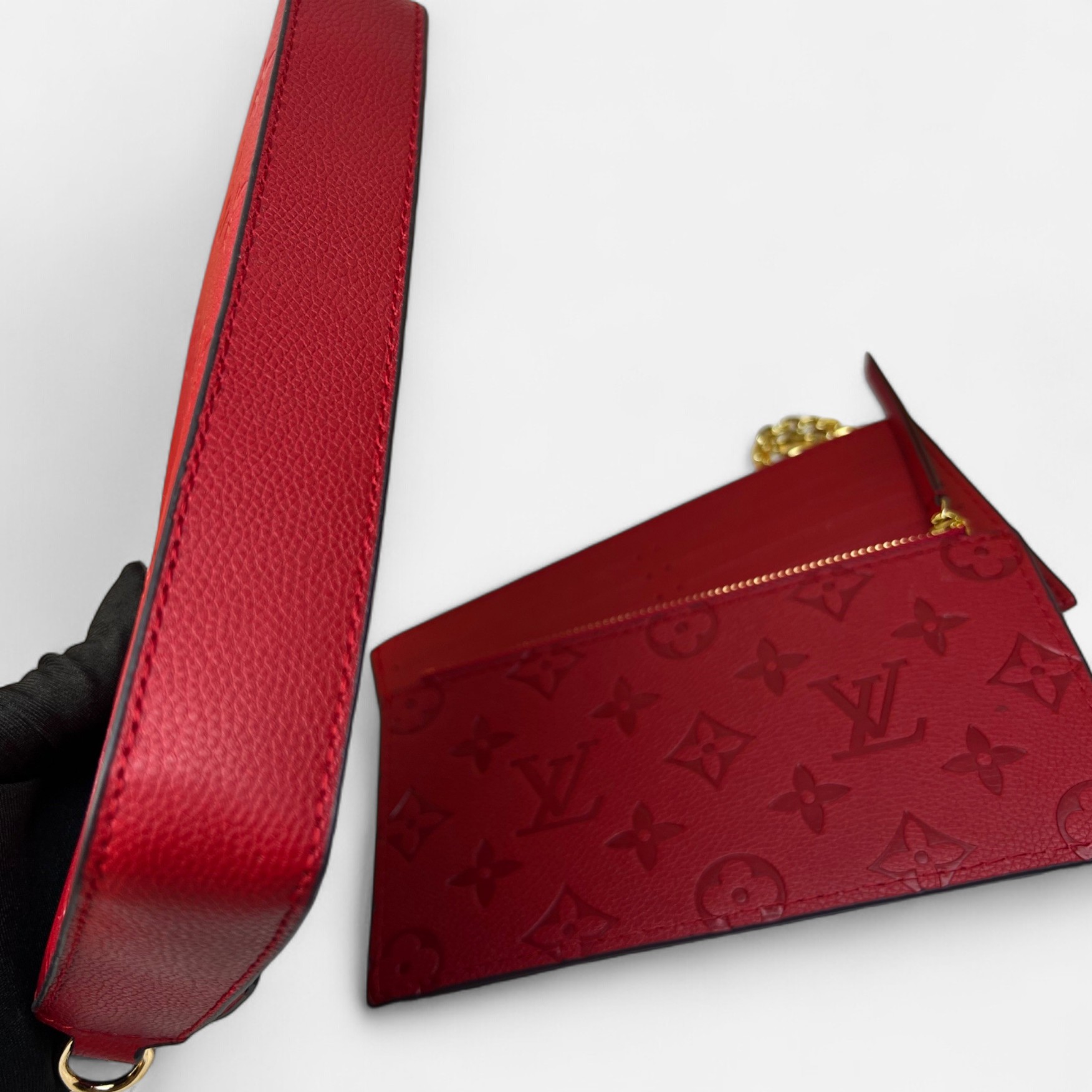 L0vis Vvtt0n Pochette Felicie Monogram Empreinte Red For Women, Women’s Wallets 8.3in/21cm LV
