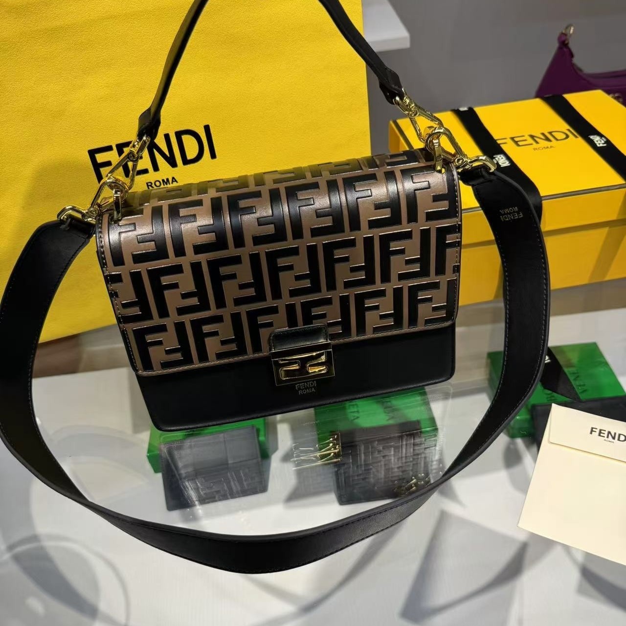 F**di Shoulder Bag Kan U Brown For Women 9.8in/25cm