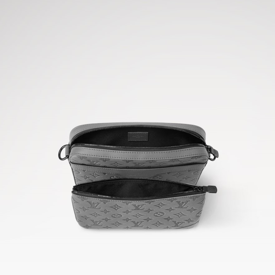 L0vis Vvtt0n Trio Messenger Monogram Shadow By Virgil Abloh’s Grey For Men, Men’s Bags, Shoulder And Crossbody Bags 9.5in/25cm LV