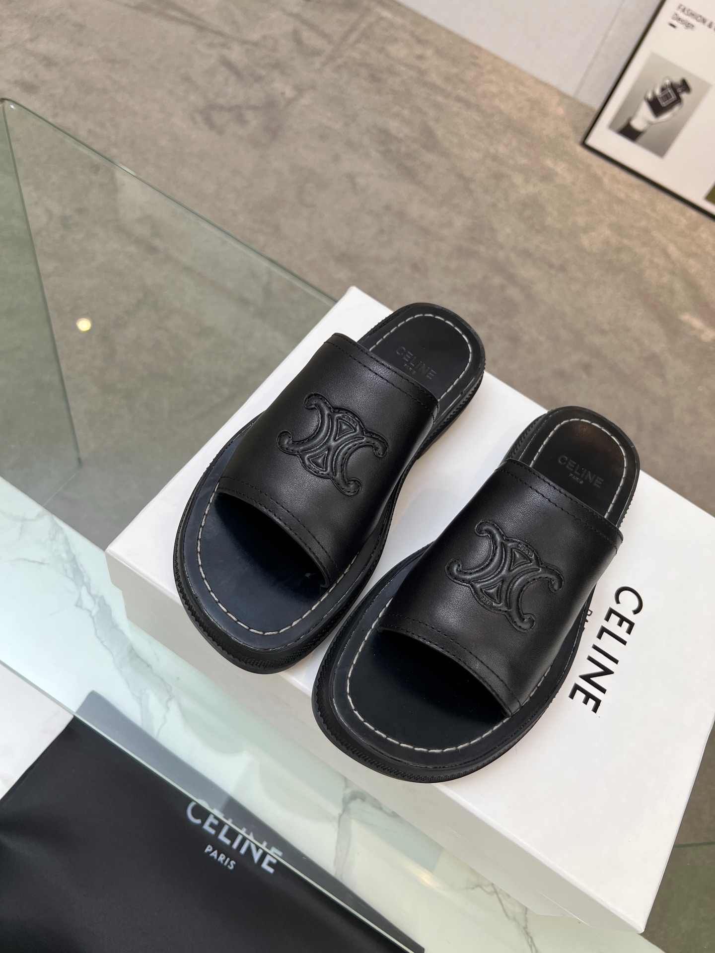 Ce1i*e Clea Triomphe Slide Black For Women