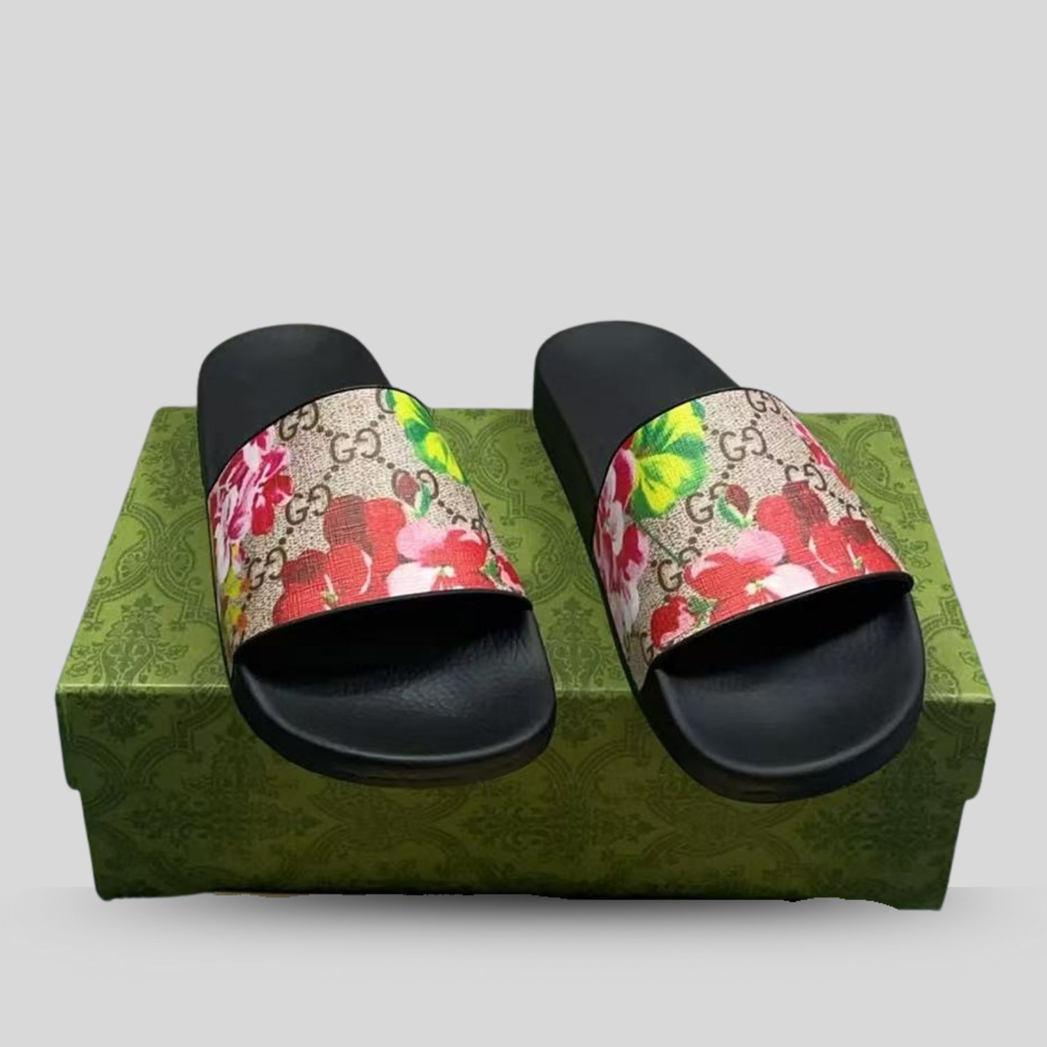 Gvc*1 Blooms Svp*me Floral Slide Sandal Black For Women 408508 KU200 8919