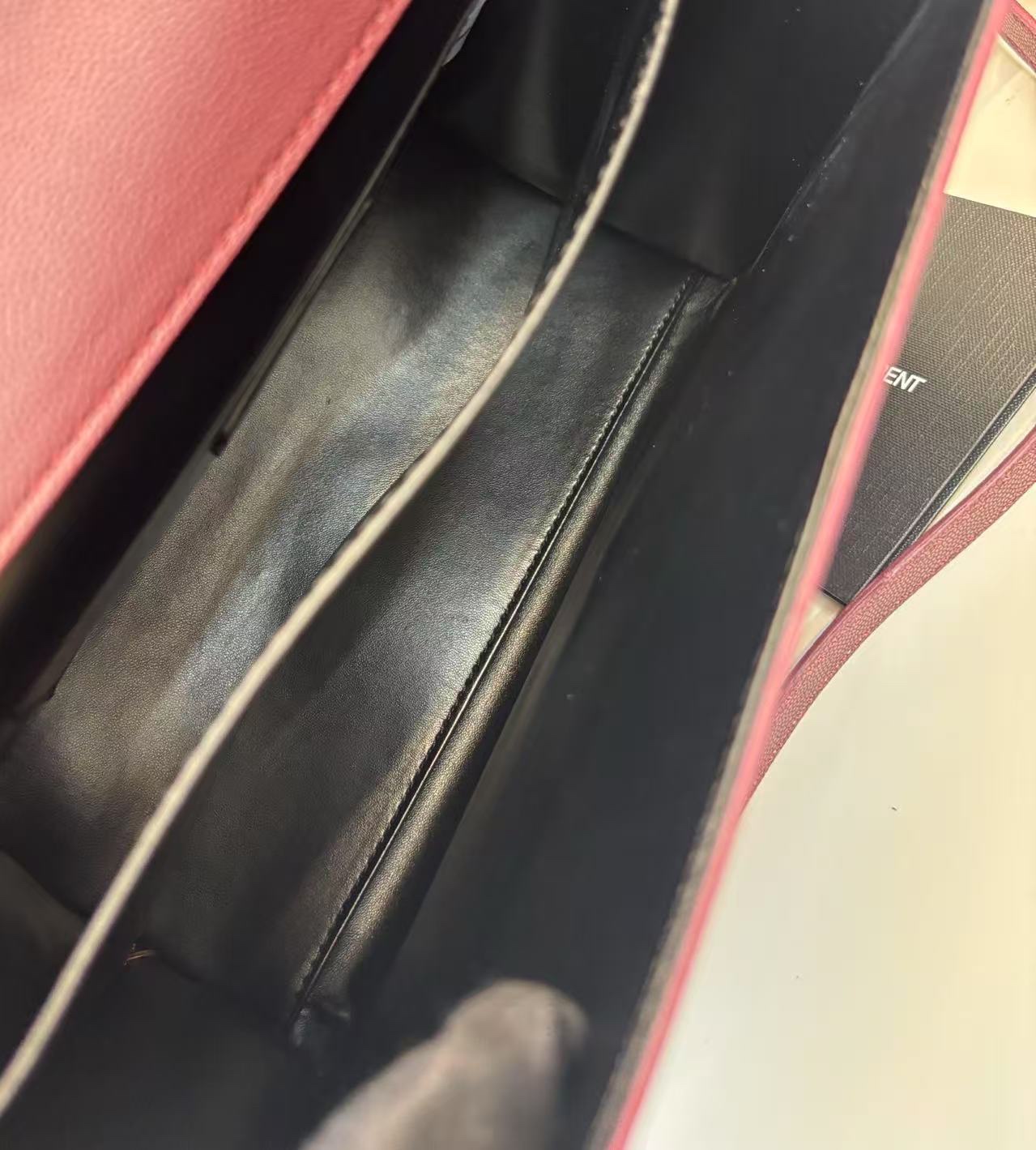 Sa1nt Lau*nt Cassandra Medium Top Handle Bag Deep Burgundy For Women 9.6in/24.5cm Y51