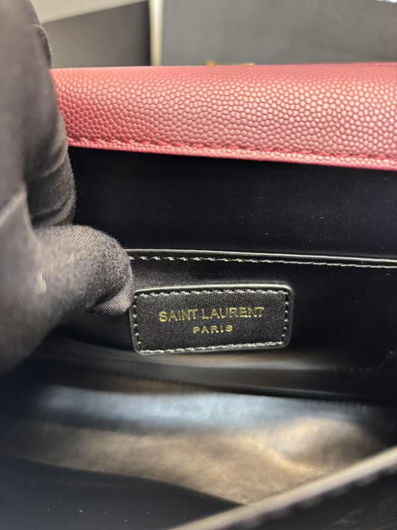 Sa1nt Lau*nt Cassandra Medium Top Handle Bag Deep Burgundy For Women 9.6in/24.5cm Y51