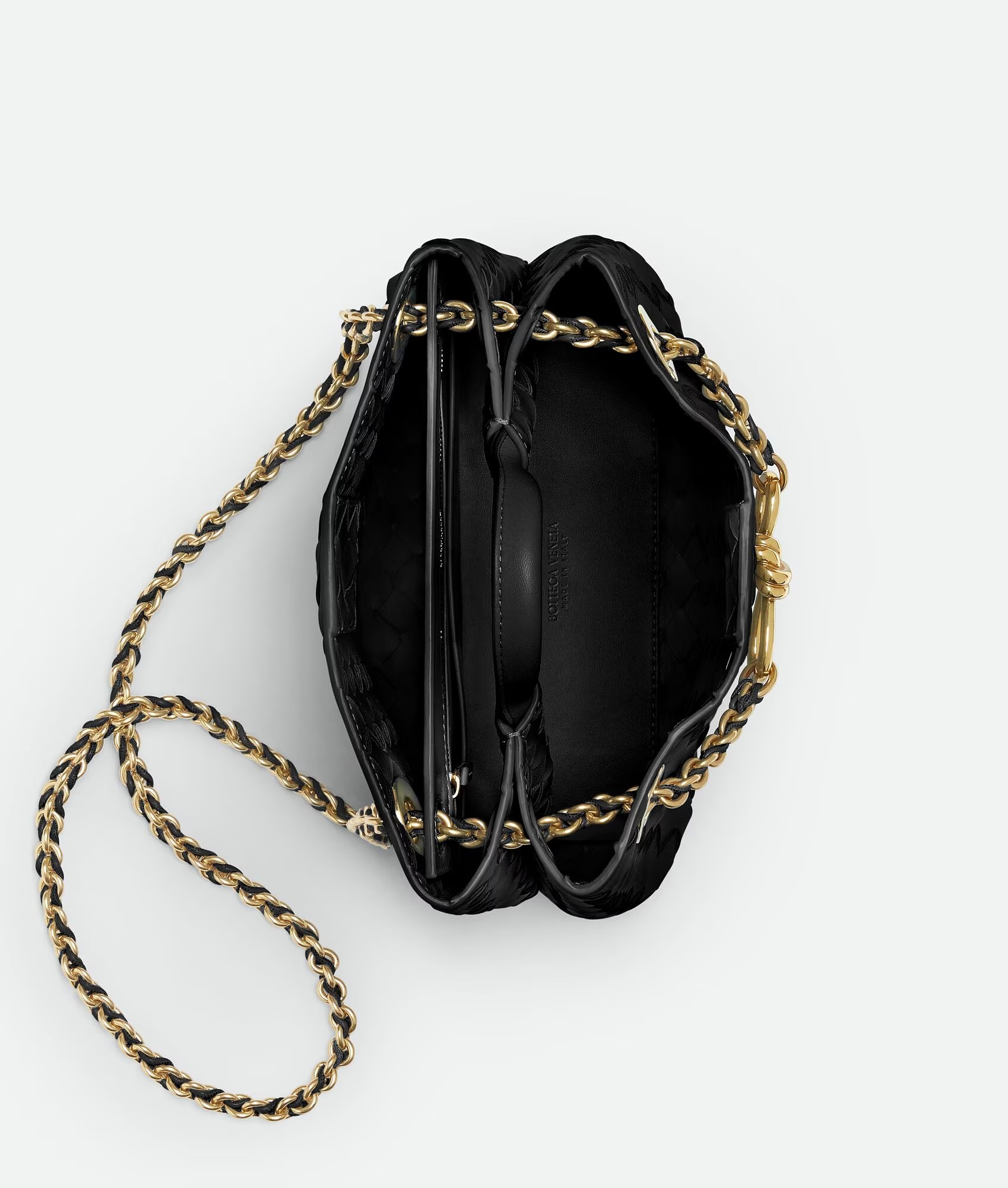 [True-to-ORIGINAL] B0tt*ga Ven*ta Small Andiamo With Chain Bag Black 25cm/9.8in – 786008VCPP11019