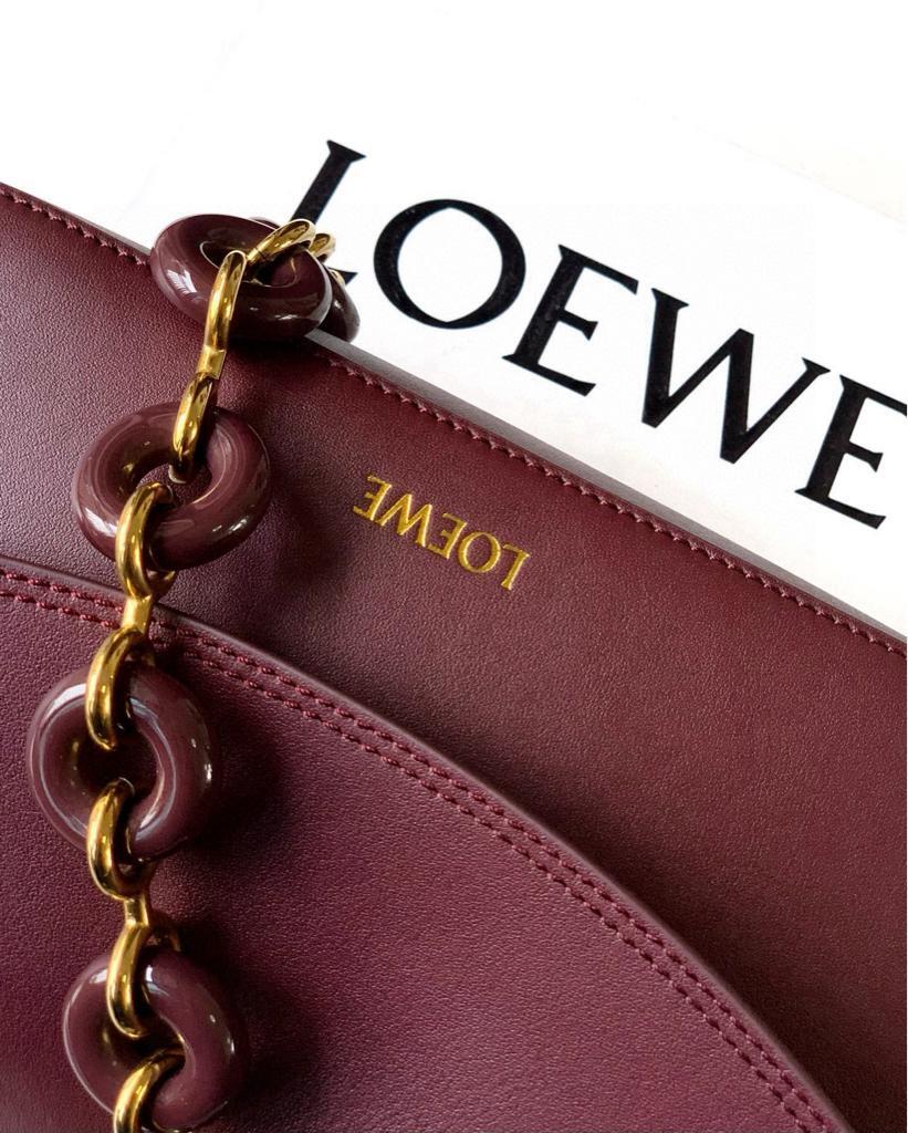 [True-to-ORIGINAL] L0ew* Medium Ola Bag Dark Burgundy For Women 26cm/10.2in AP22P22X07