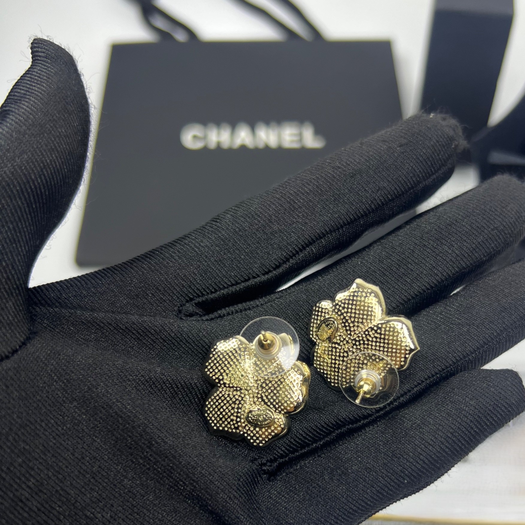 Ch**el Sweet Lady Camellia Earrings White For Women