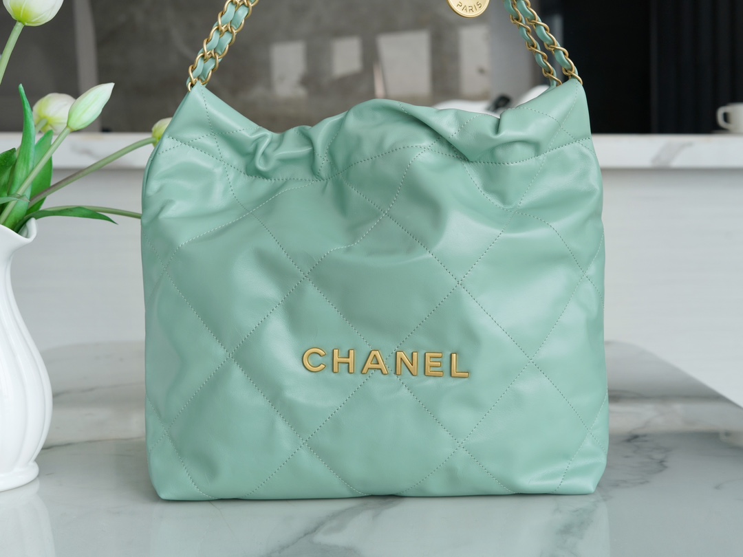 [True-to-ORIGINAL] Ch**el 22 Small Handbag Jade Green For Women 37cm / 14.43in AS3260