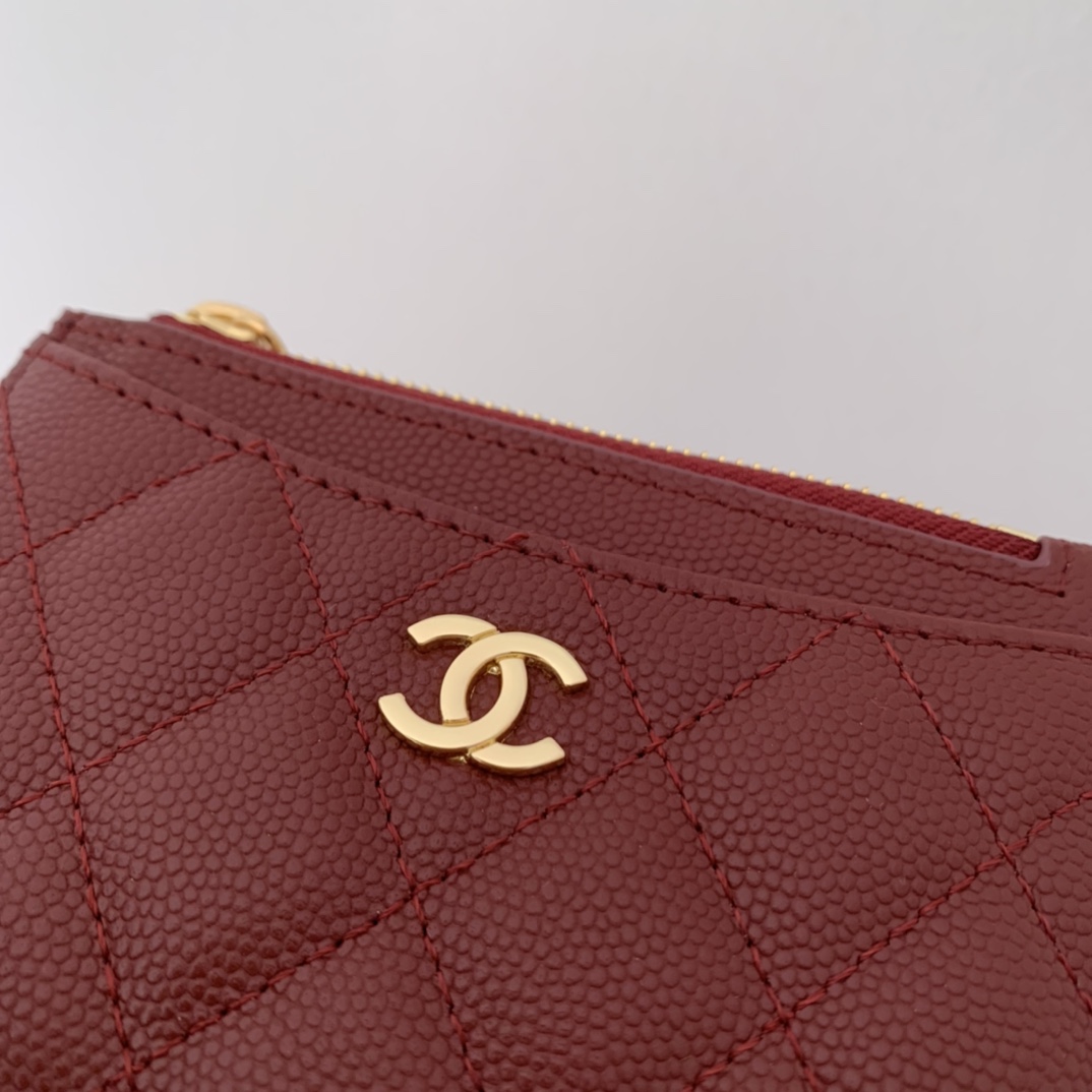 Ch**el Flat Card Holder Red Bag For Women 11.5cm/4.5in