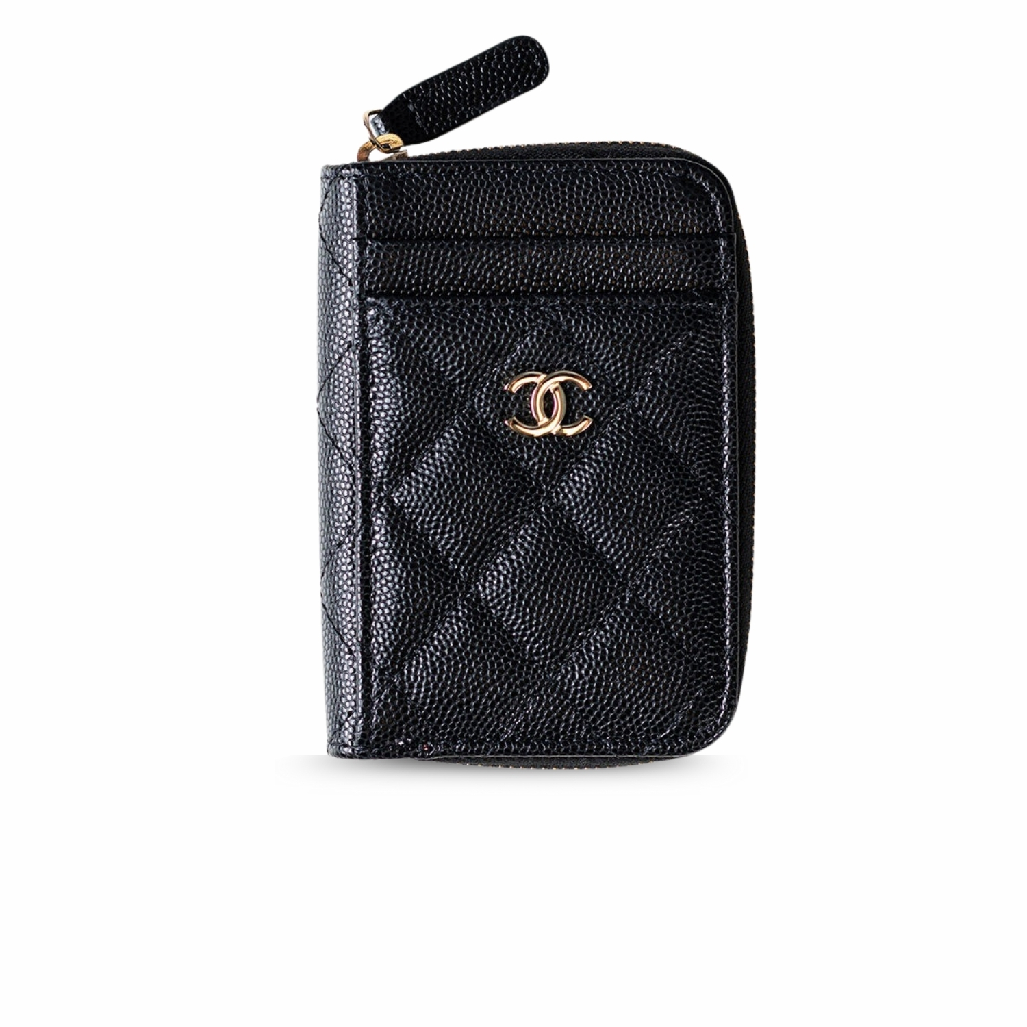 Ch**el CO-CO Small Card Holder Wallet Black Gold Hardware For Women 11cm/4.3in