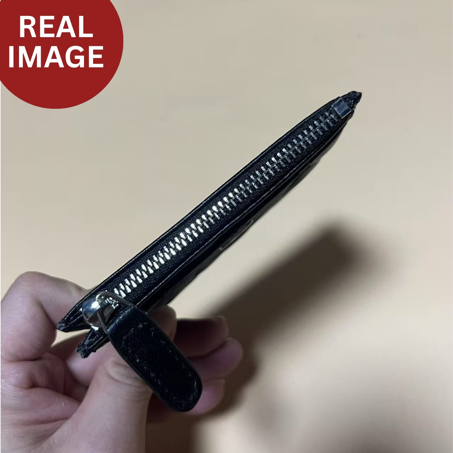 Ch**el CO-CO Pouch Black Silver Hardware For Women 11.5cm/4.5in