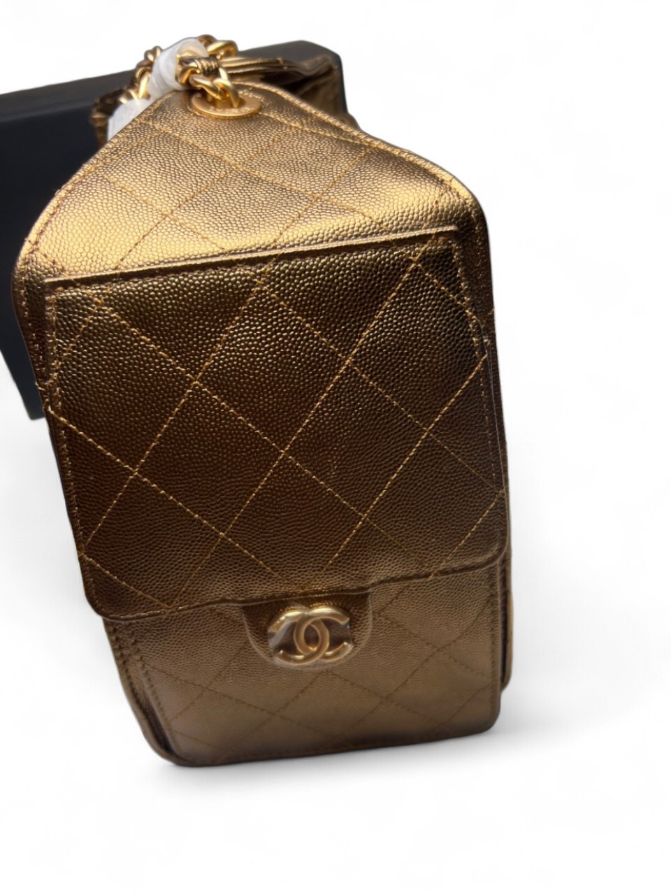 Ch**el 25 Small Handbag Dark Gold For Women 10.2in/26cm AS5293-B21060-U2158