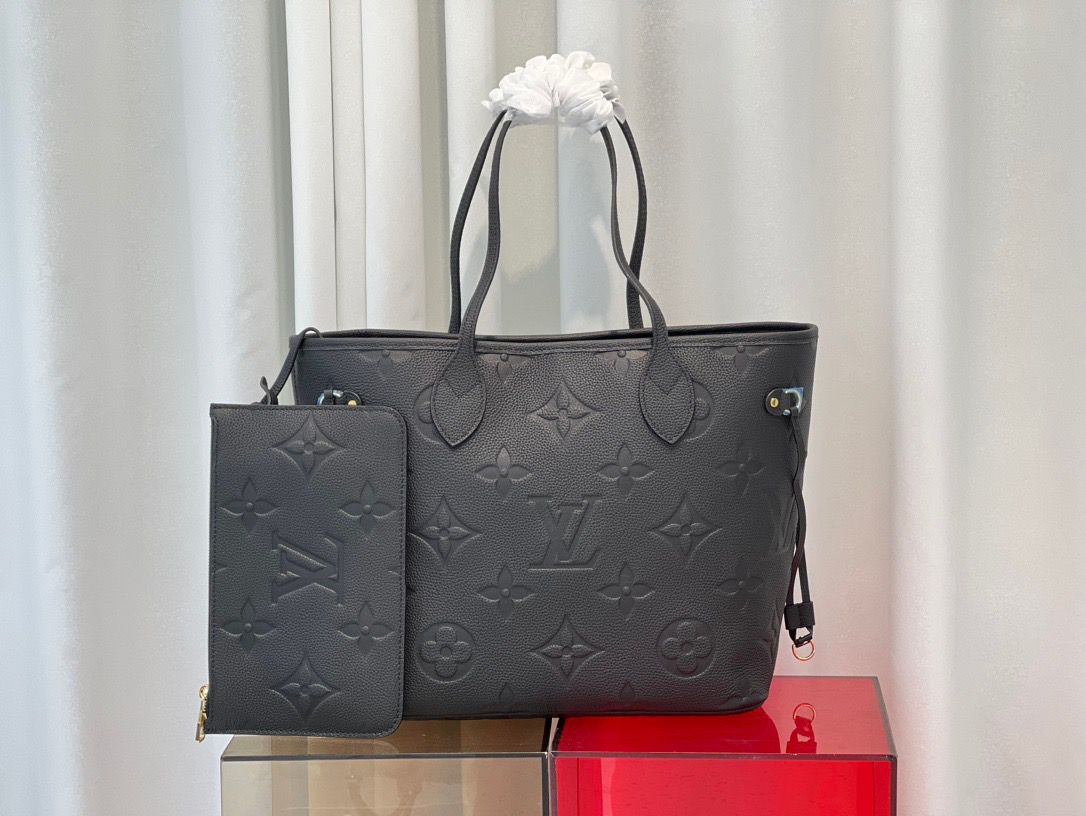 L0vis Vvtt0n Neverfull MM Tote Bag Black For Women 12.2in/31cm M45685