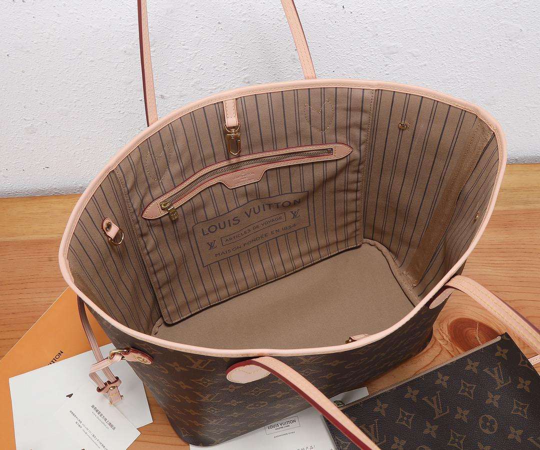 L0vis Vvtt0n Neverfull MM Tote Bag Monogram Canvas Brown For Women 12.6in/32cm LV M40995