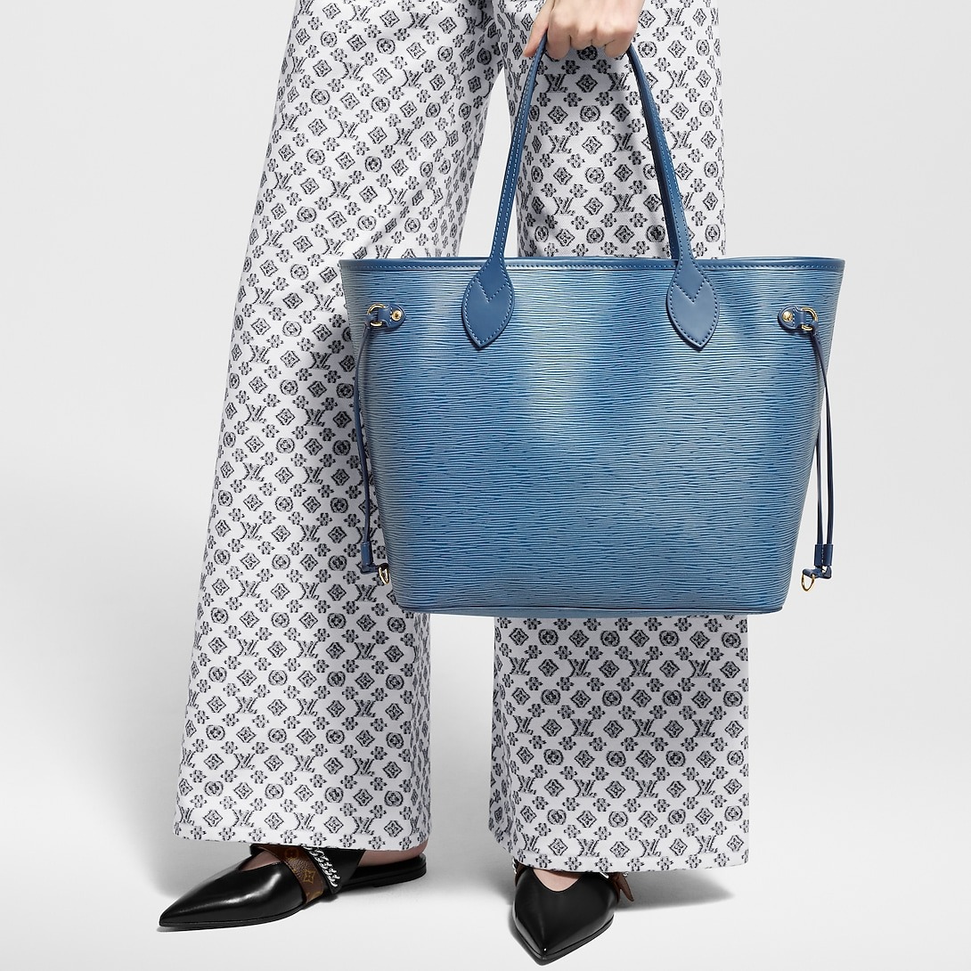 L0vis Vvtt0n Neverfull MM Denim Blue For Women 12.2in/31cm M14856