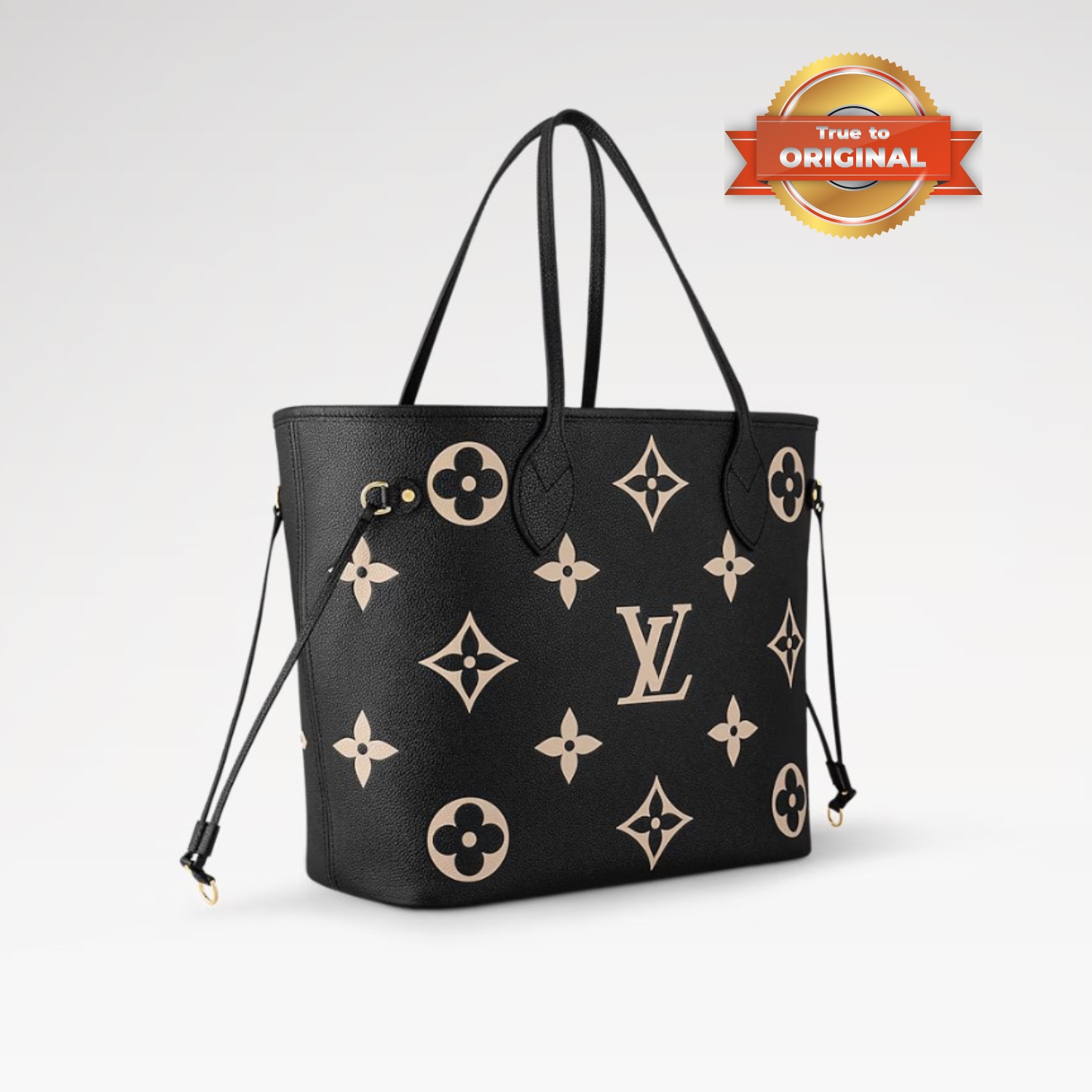 [True-to-ORIGINAL] L0vis Vvtt0n Neverfull MM Tote Bag Monogram Empreinte Black/Beige For Women 31cm/12.2in M58907