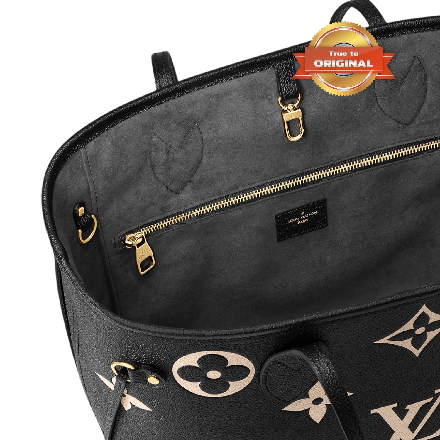 [True-to-ORIGINAL] L0vis Vvtt0n Neverfull MM Tote Bag Monogram Empreinte Black/Beige For Women 31cm/12.2in M58907