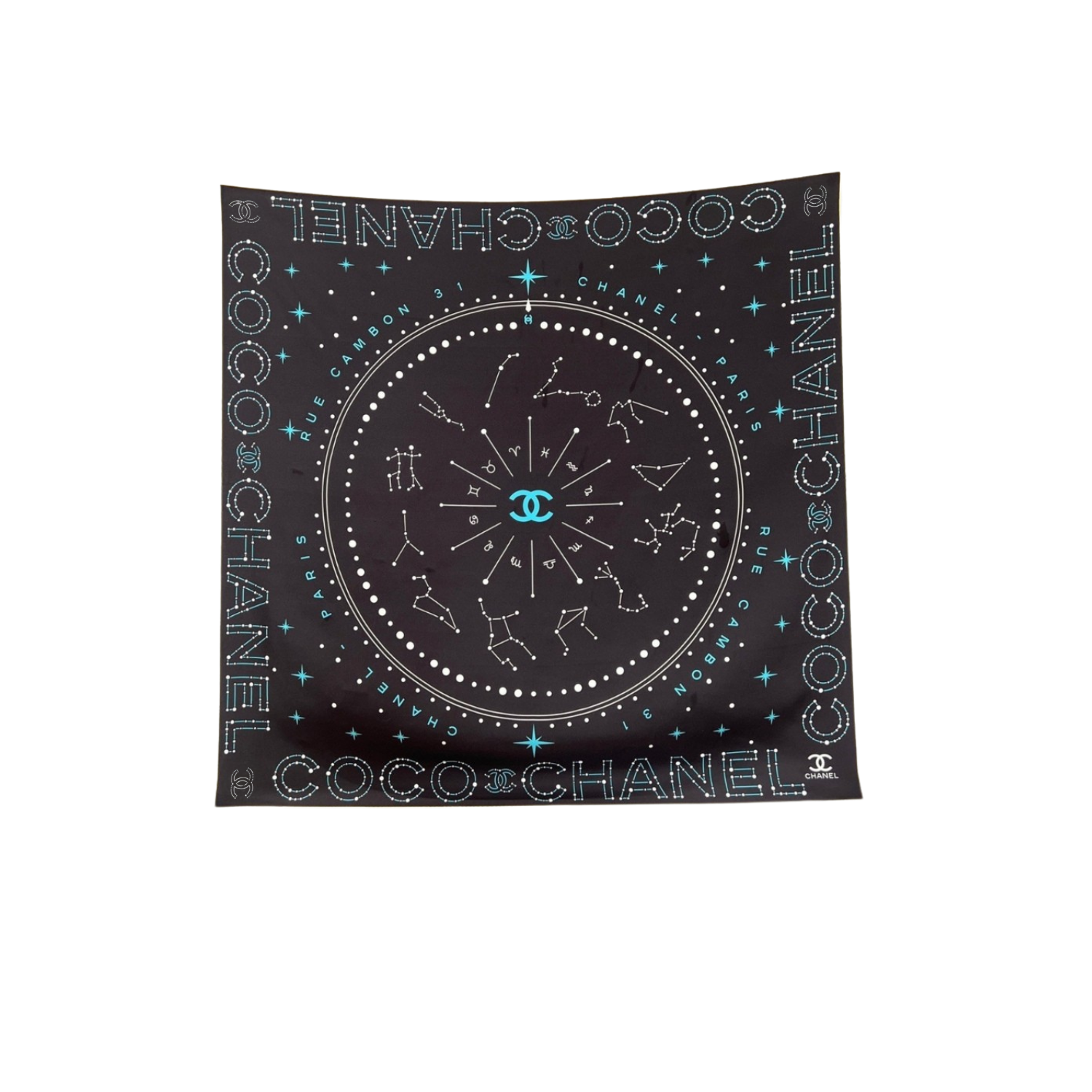 Ch**el 25C Coco Square Scarf Black For Women 35.4in/90cm