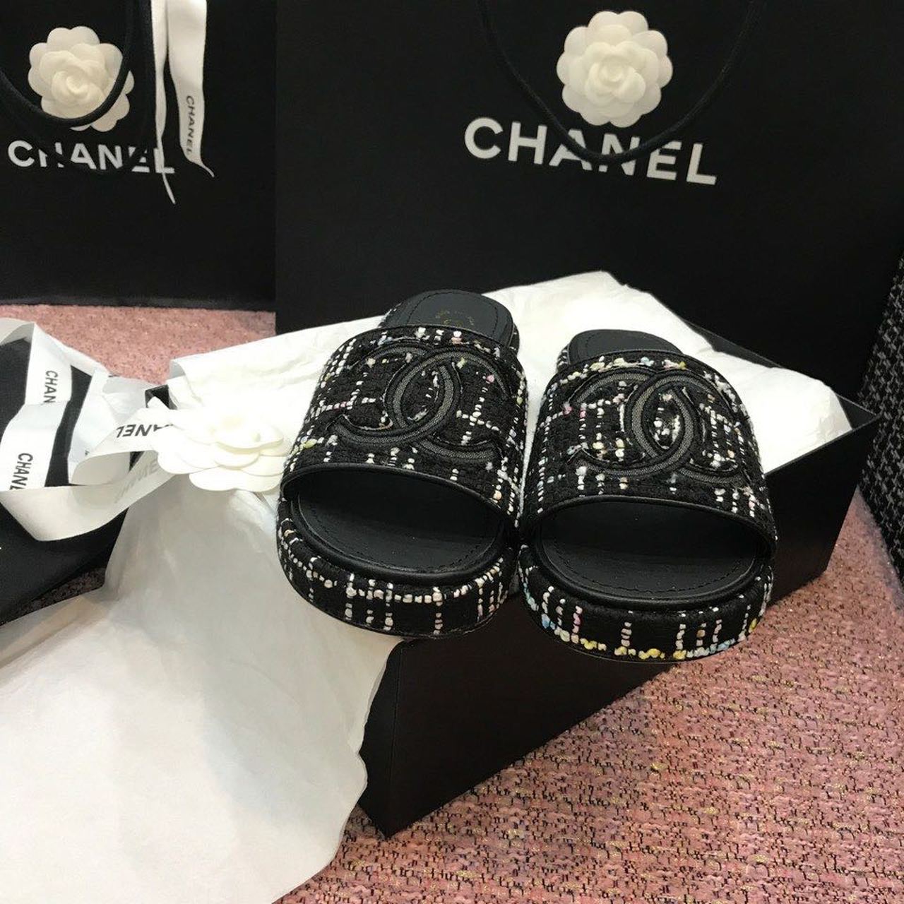 Ch**el Mules Black For Women, Women’s Shoes