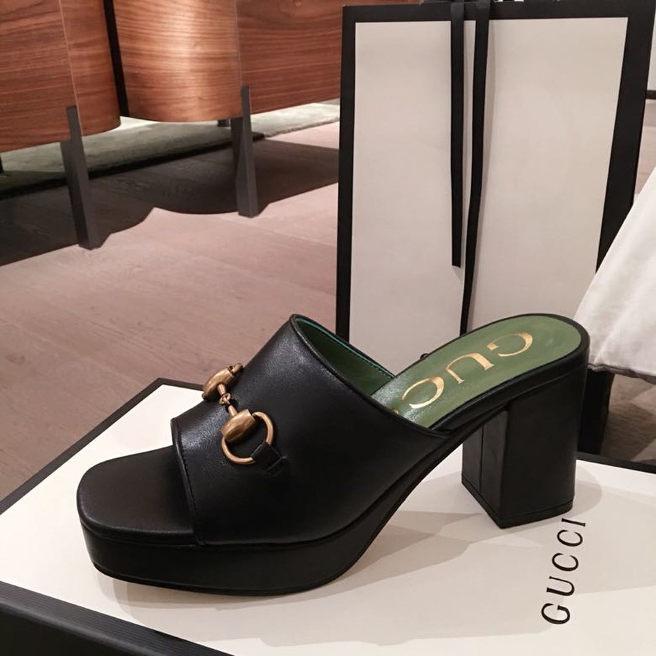 Gvc*1 Horsebit Platform Mules Black For Women