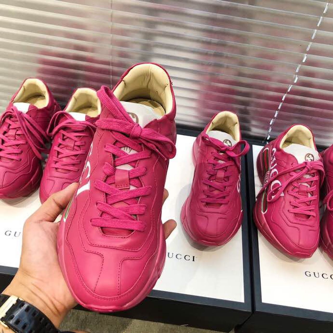 Gvc*1 Women’s Rhyton Gvc*1 Logo Sneaker Pink For Women GG