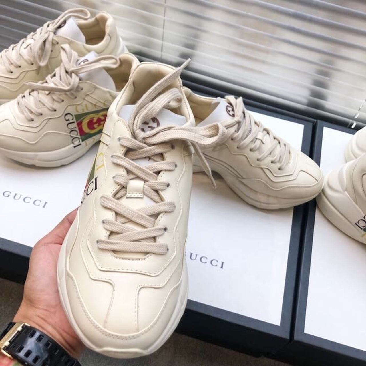 Gvc*1 Women’s Rhyton Sneaker With Gvc*1 Logo White For Women GG