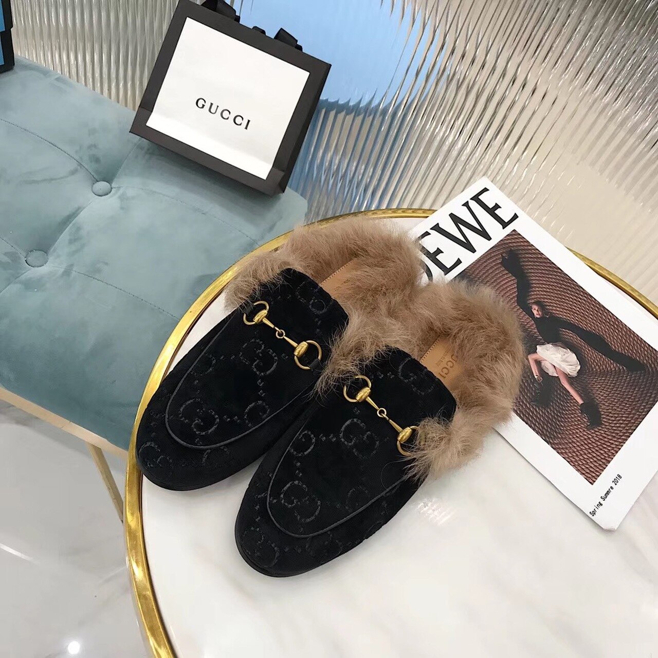 Gvc*1 Women’s Princetown Slipper Mules By Velvet Black For Women GG