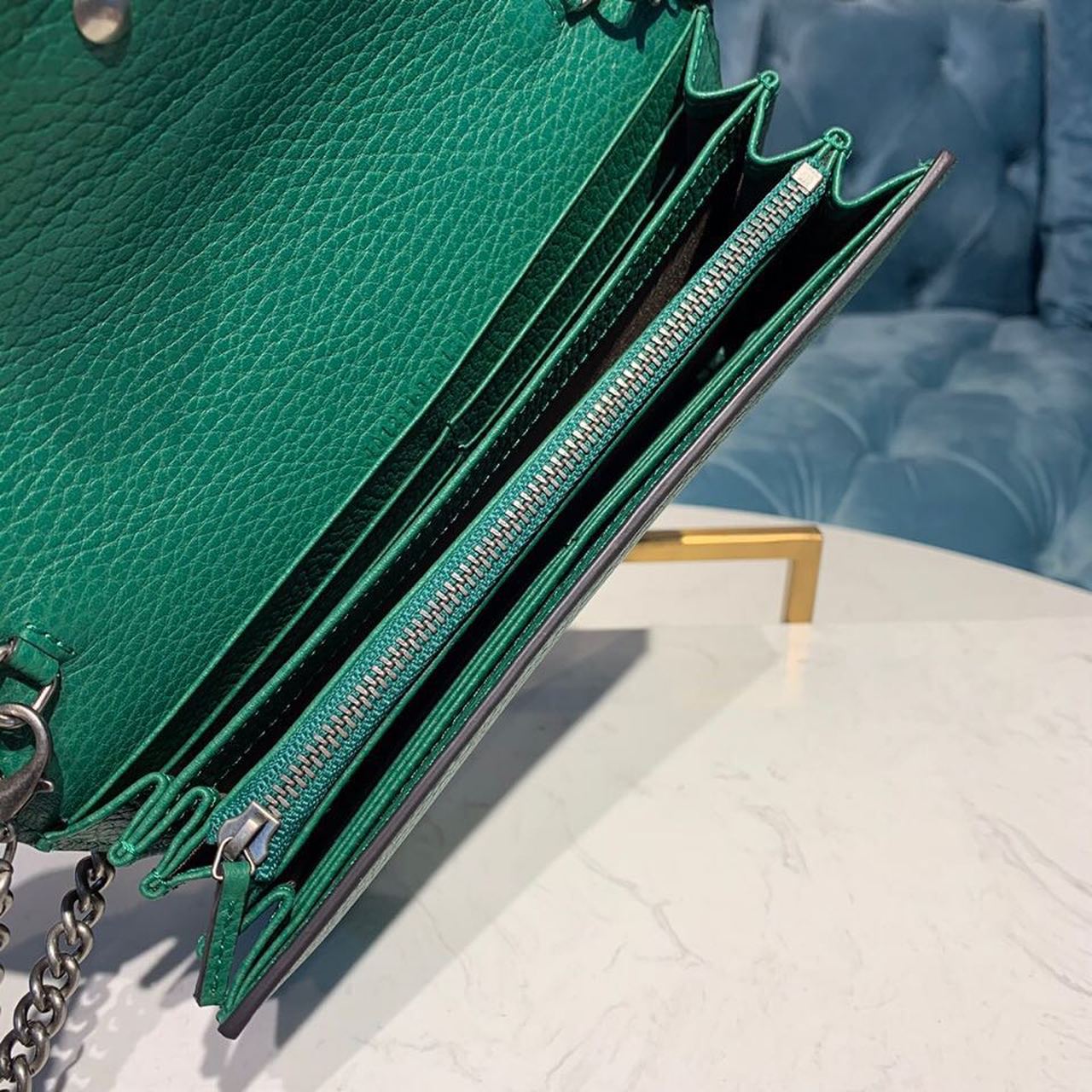 Gvc*1 Dionysus Mini Chain Bag Emerald Green Metal-Free Tanned For Women 8in/20cm GG 401231 CAOGX 3120