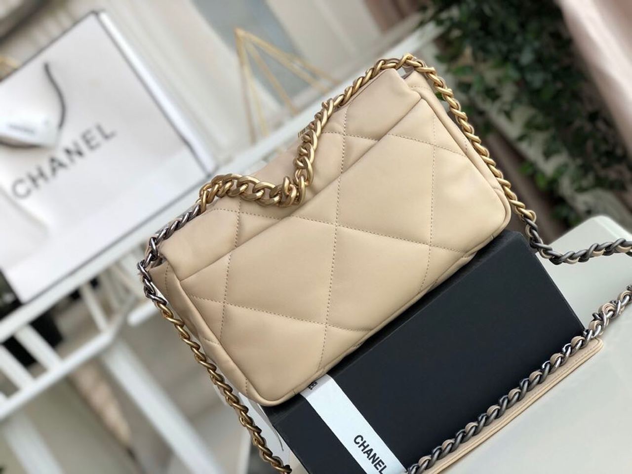[True-to-ORIGINAL] Ch**el 19 Flap Bag Beige For Women 10.1in/26cm