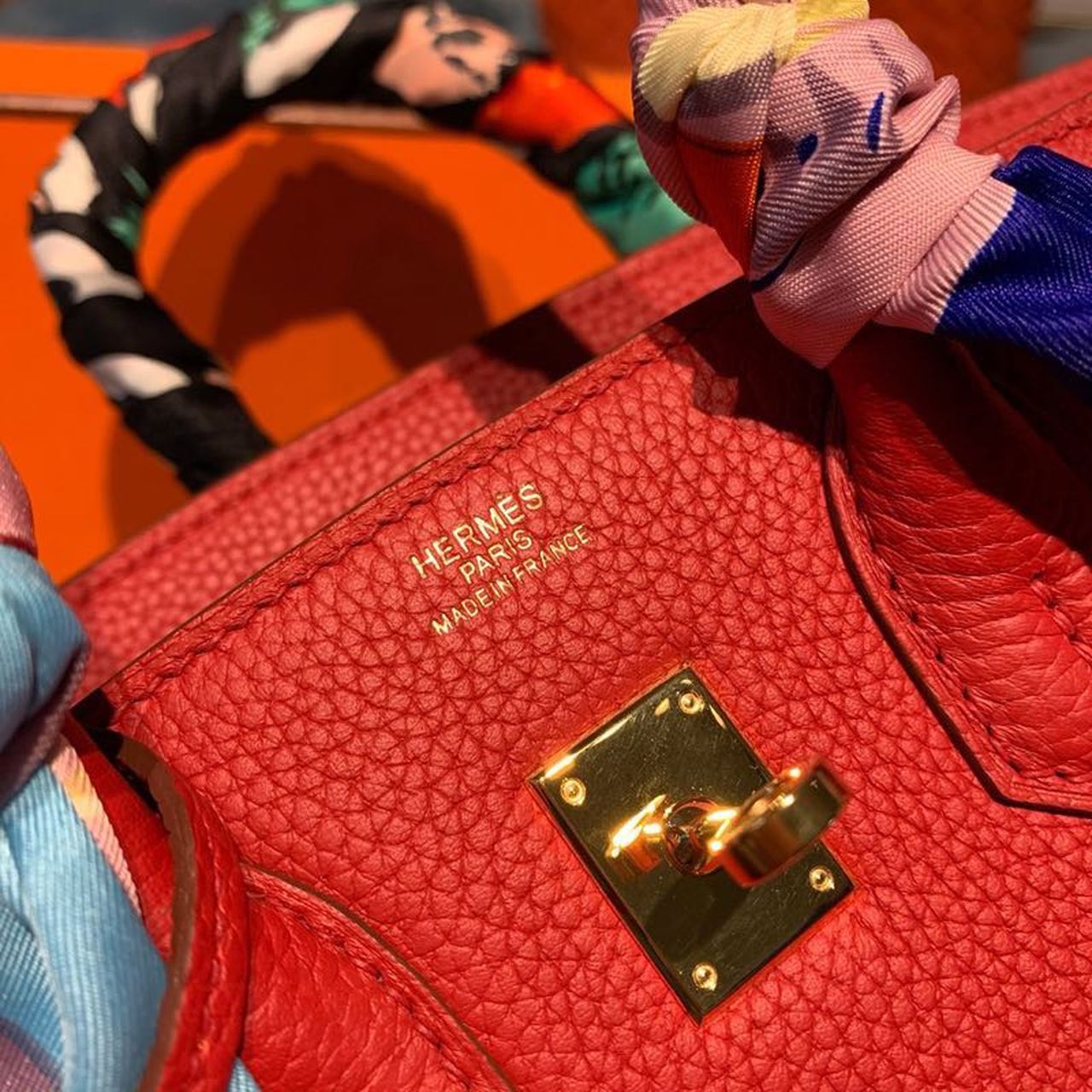 H**me5 Birkin Red Semi Handstitched With Gold Toned Hardware For Women 30cm/11.8in