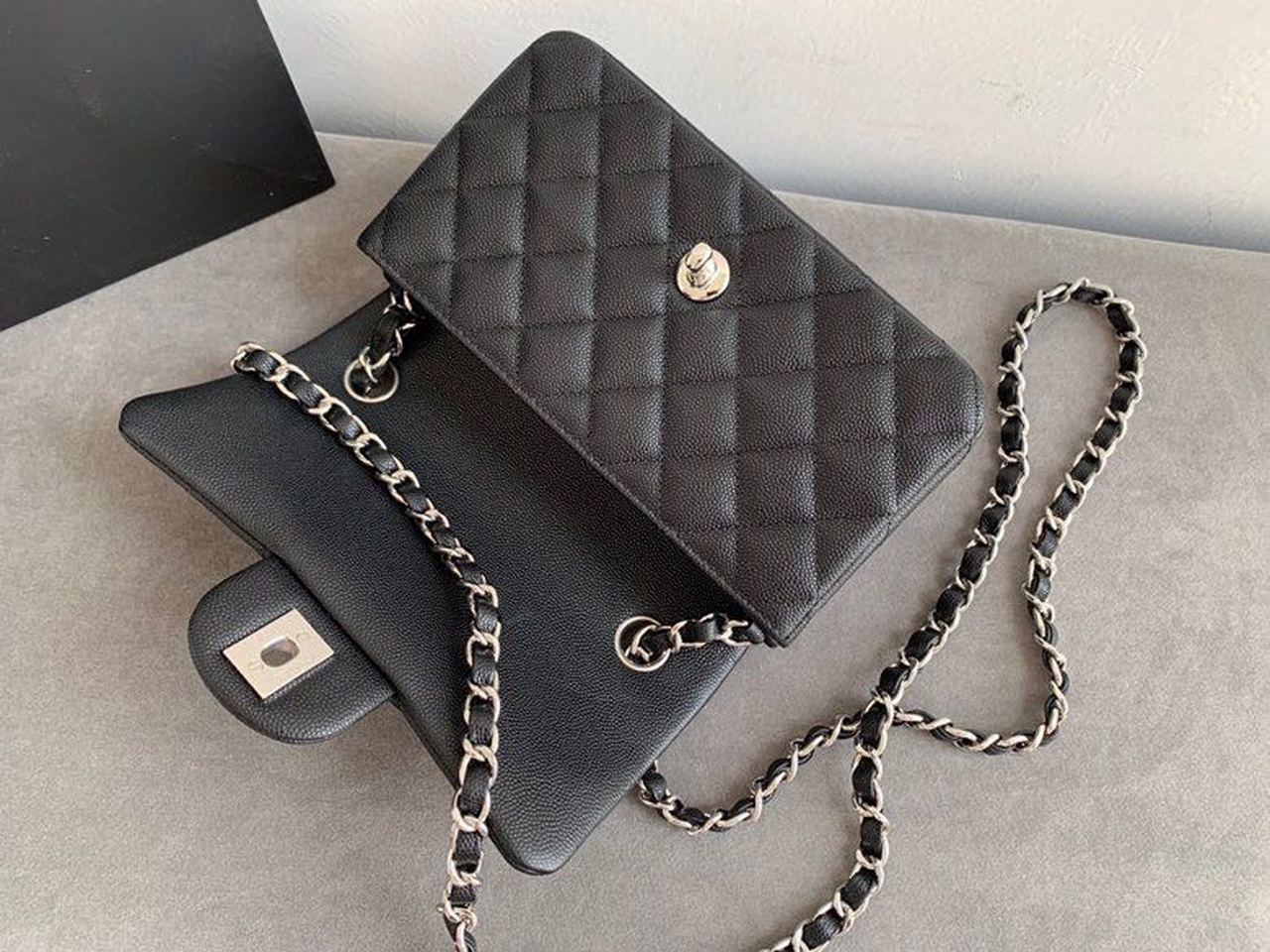 Ch**el Small Classic Handbag Silver Toned Hardware Black For Women, Women’s Bags, Shoulder and Crossbody Bags 9.1in/23cm A01113