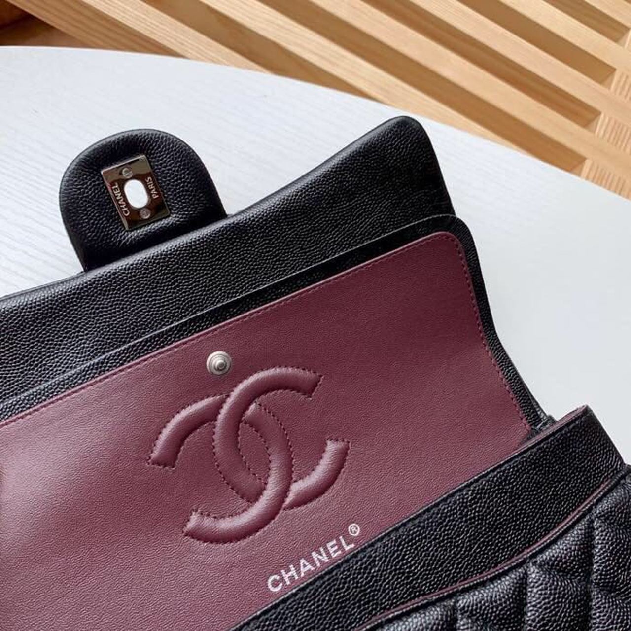 Ch**el Classic Handbag Silver Hardware Black For Women, Women’s Bags, Shoulder And Crossbody Bags 10.2in/26cm A01112