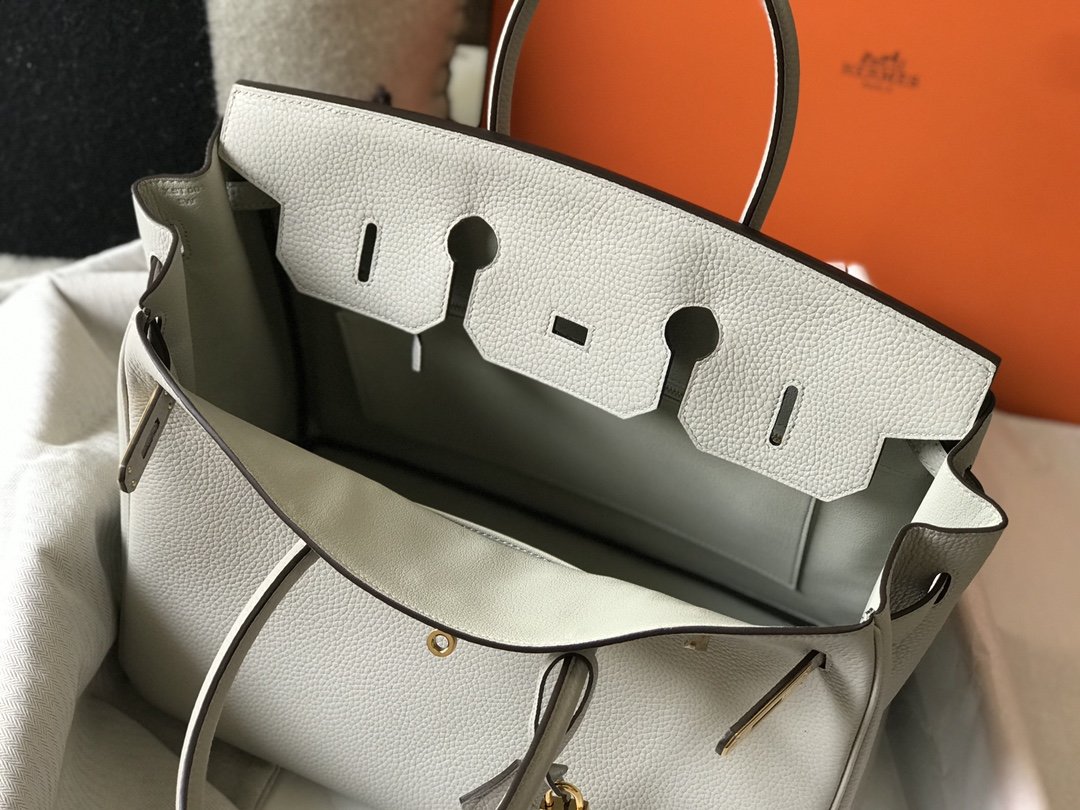 H**me5 Birkin White For Women Gold-Toned Hardware 11in/30cm